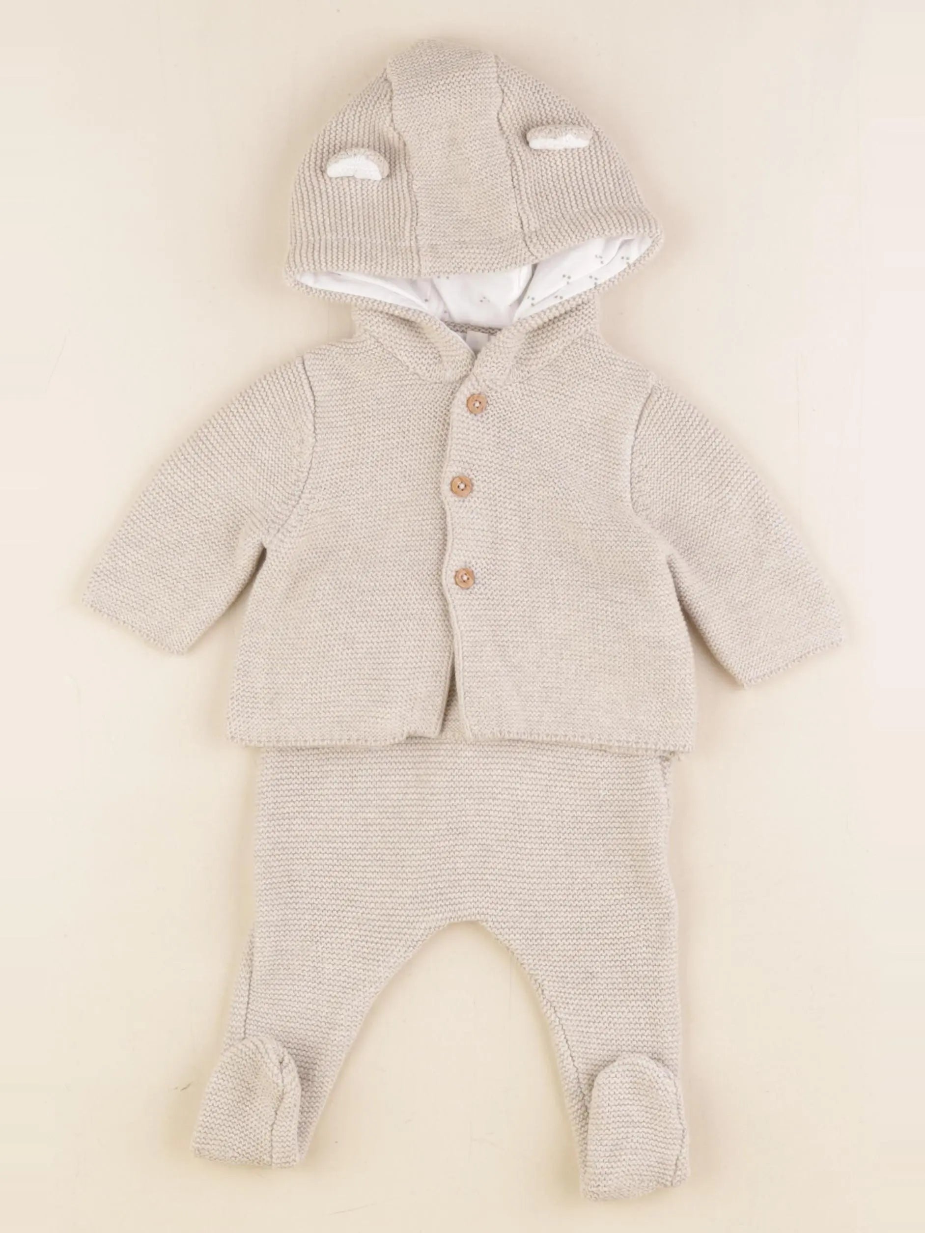 Vertbaudet - ensemble beige - 1 mois