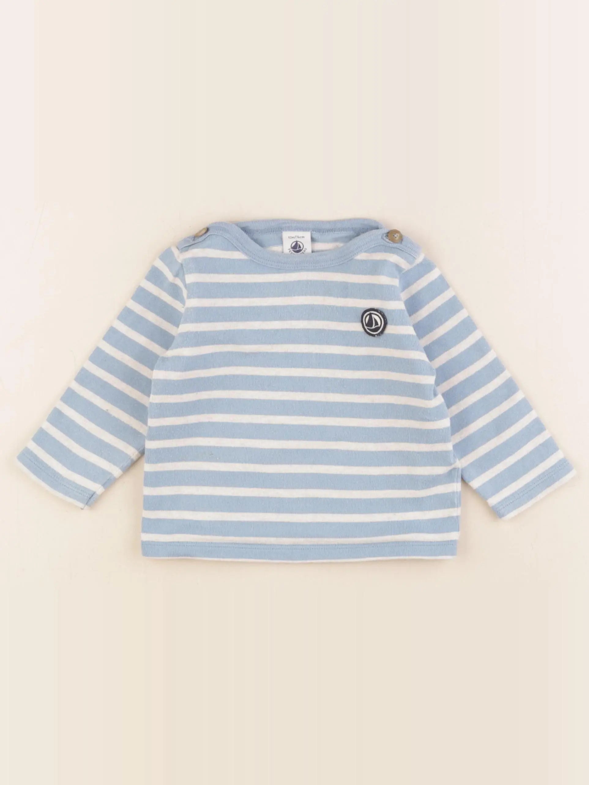 Petit Bateau - tee-shirt bleu - 12 mois