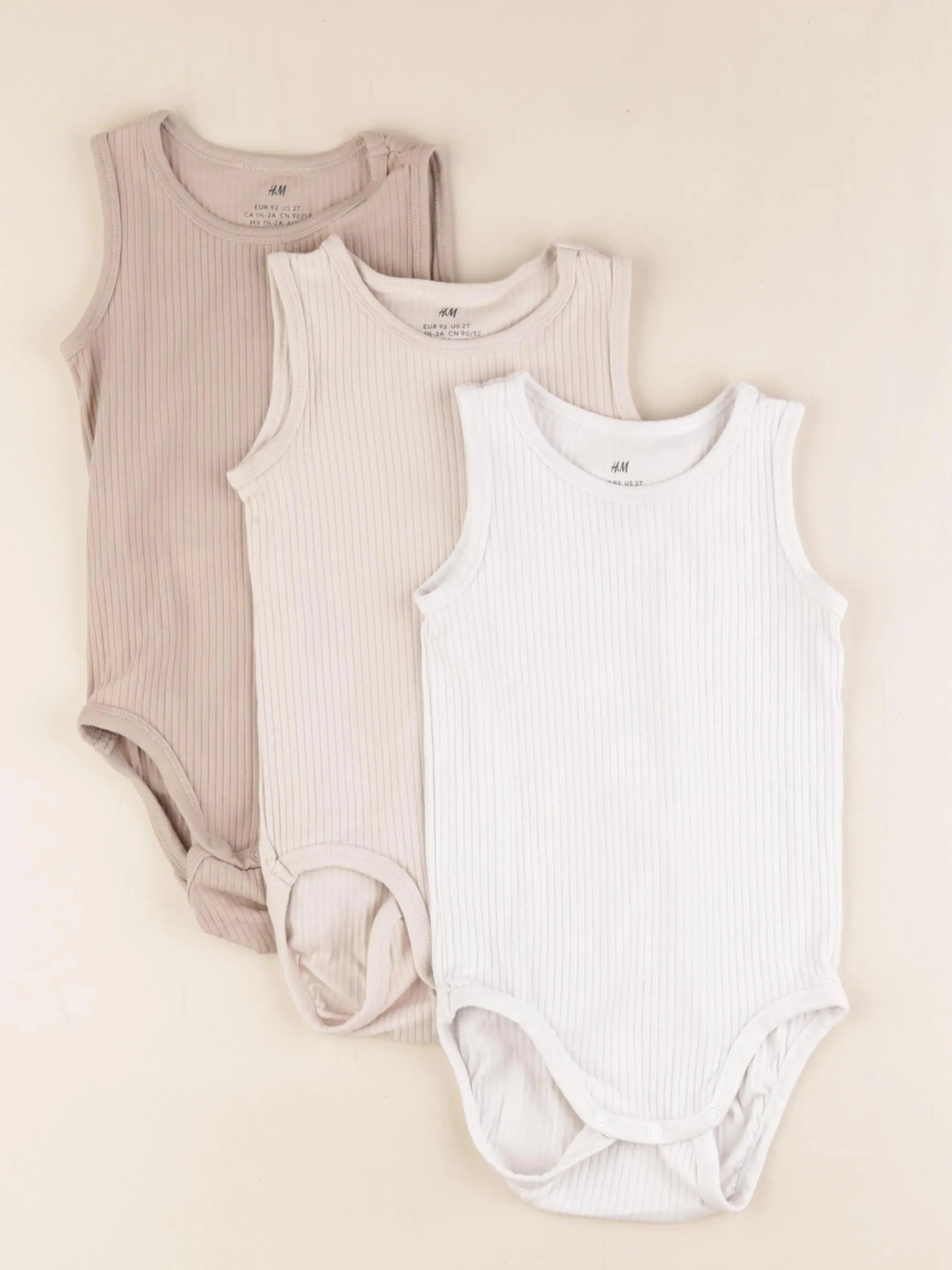H&M - lot de 3 bodies en coton multicolore - 18/24 mois