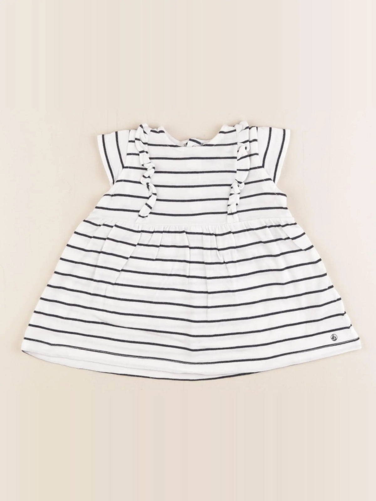 Petit Bateau - robe blanc, bleu - 3 mois