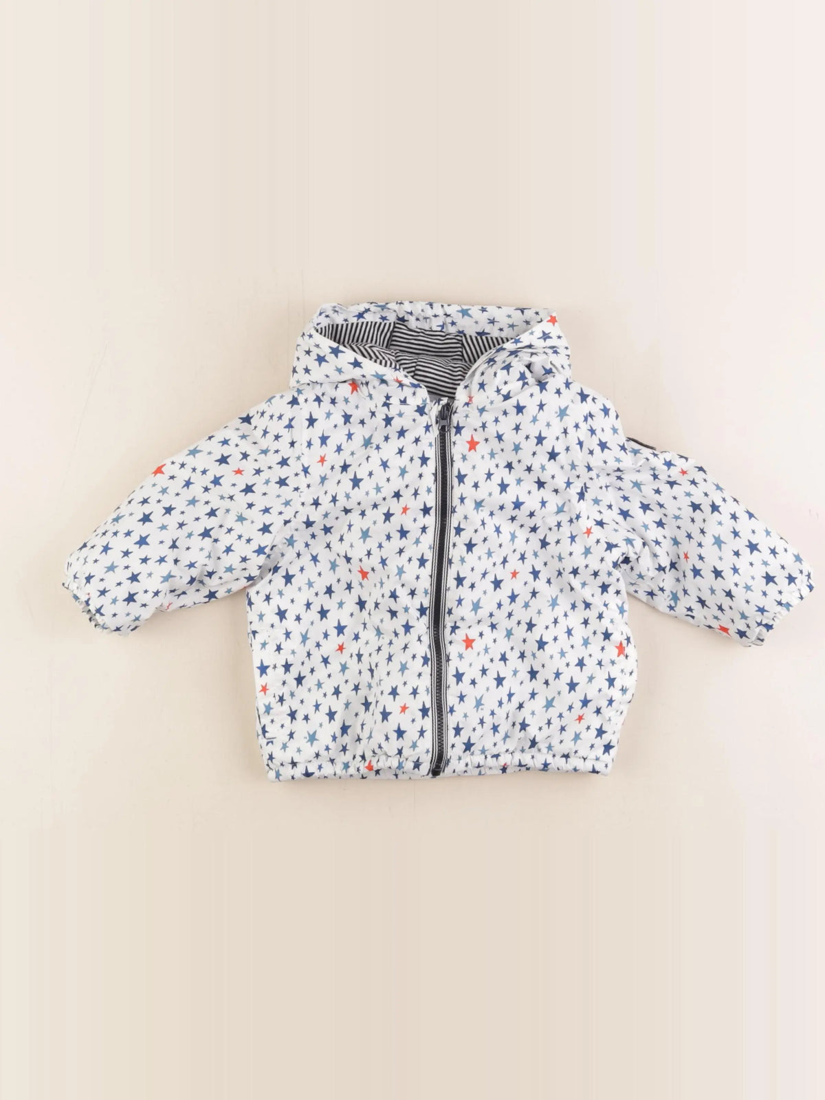 Petit Bateau - imperméable blanc, bleu - 12 mois