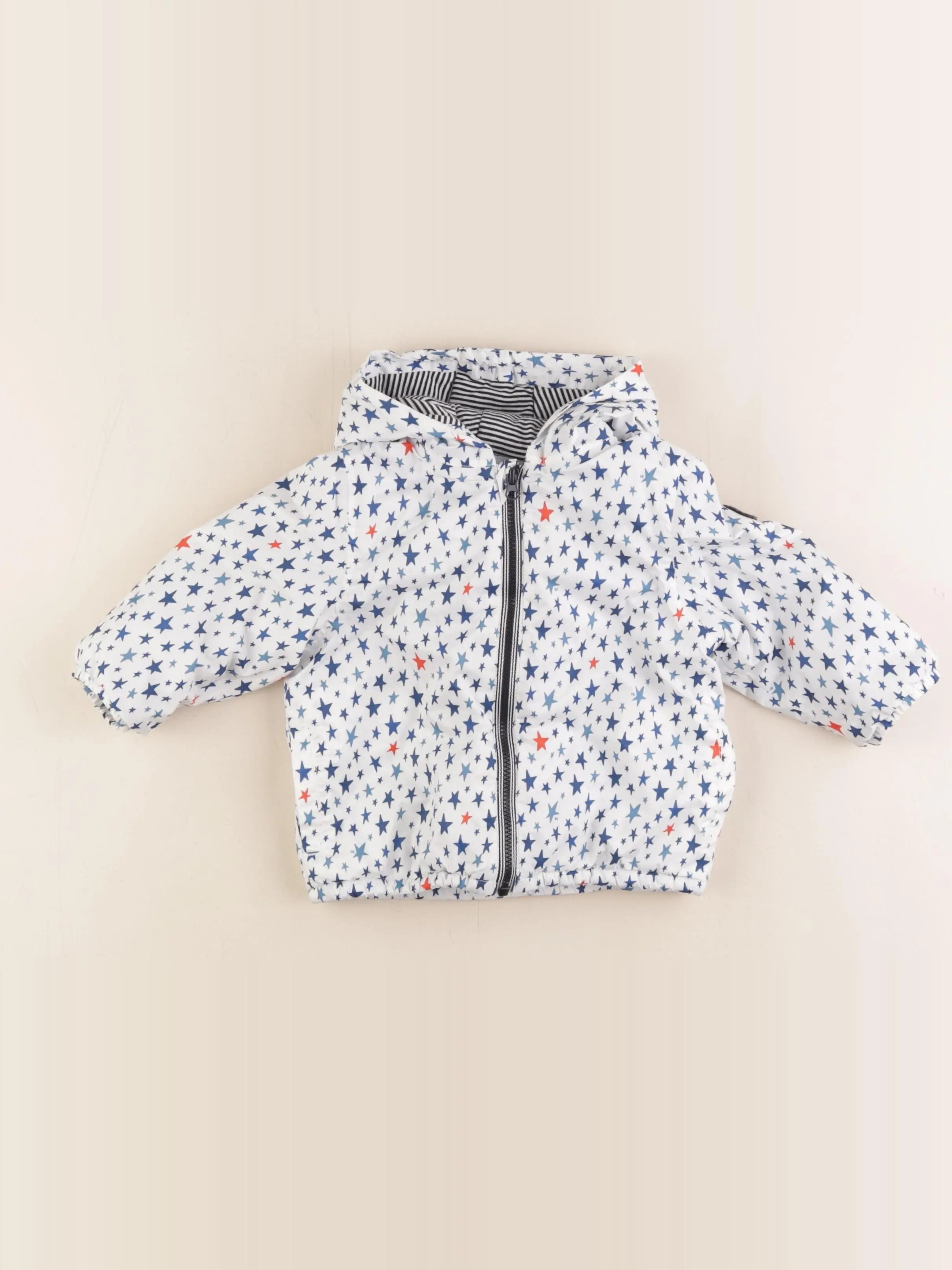 Petit Bateau - imperméable blanc, bleu - 12 mois