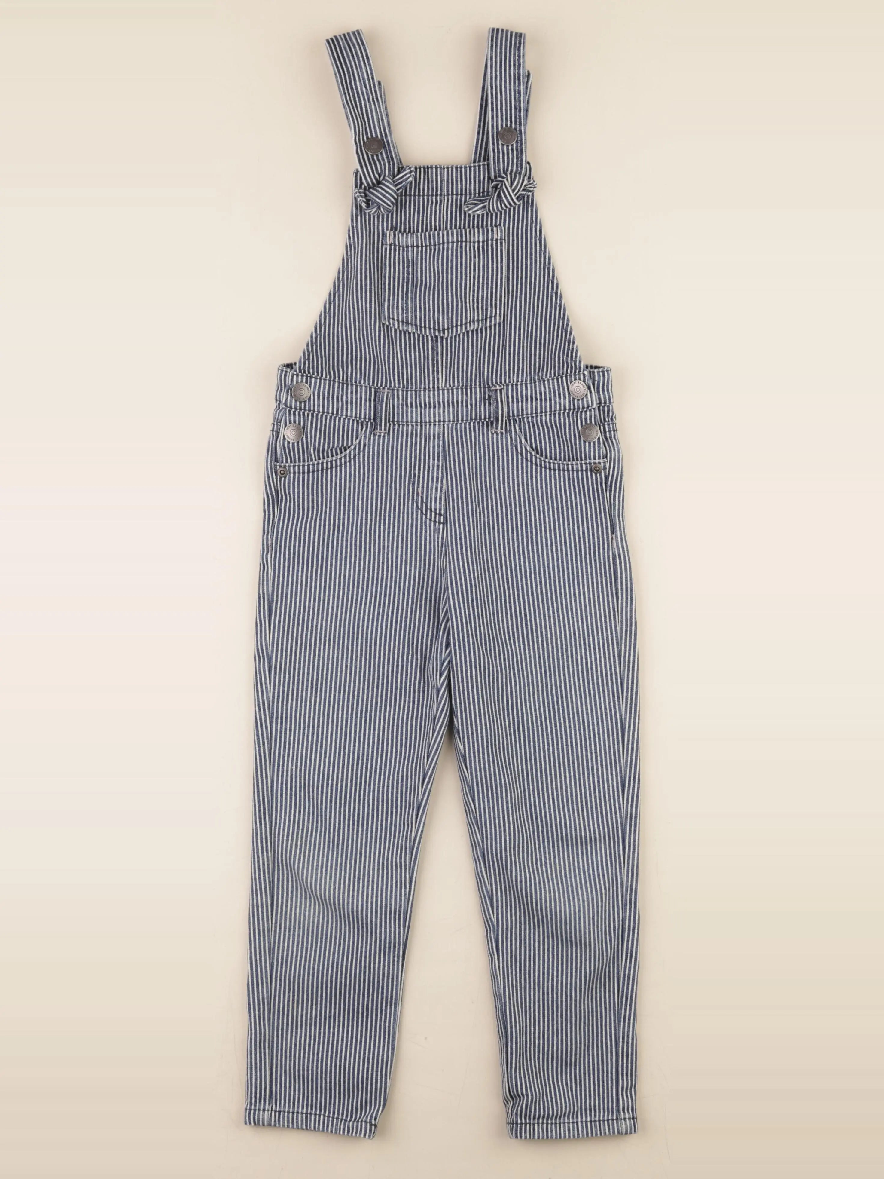 Vertbaudet - salopette bleu, blanc - 6 ans
