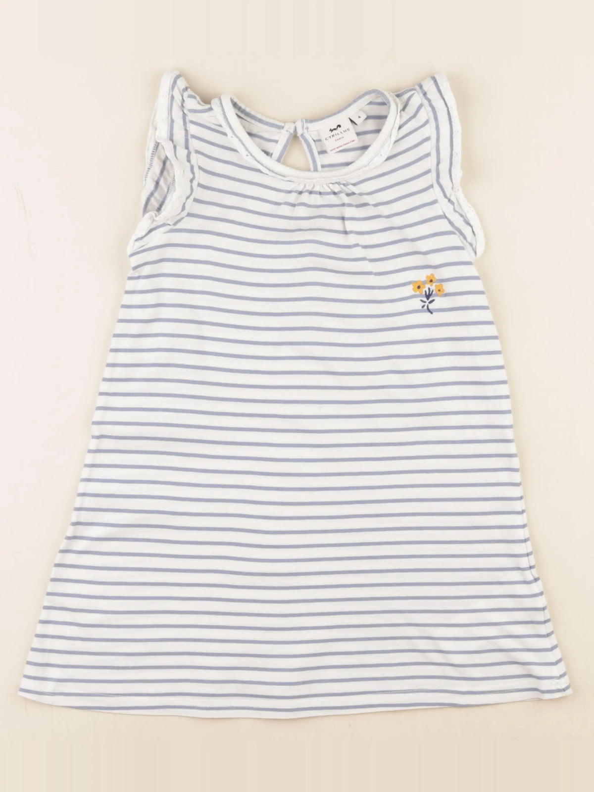 Cyrillus - chemise de nuit coton blanc, bleu - 4 ans
