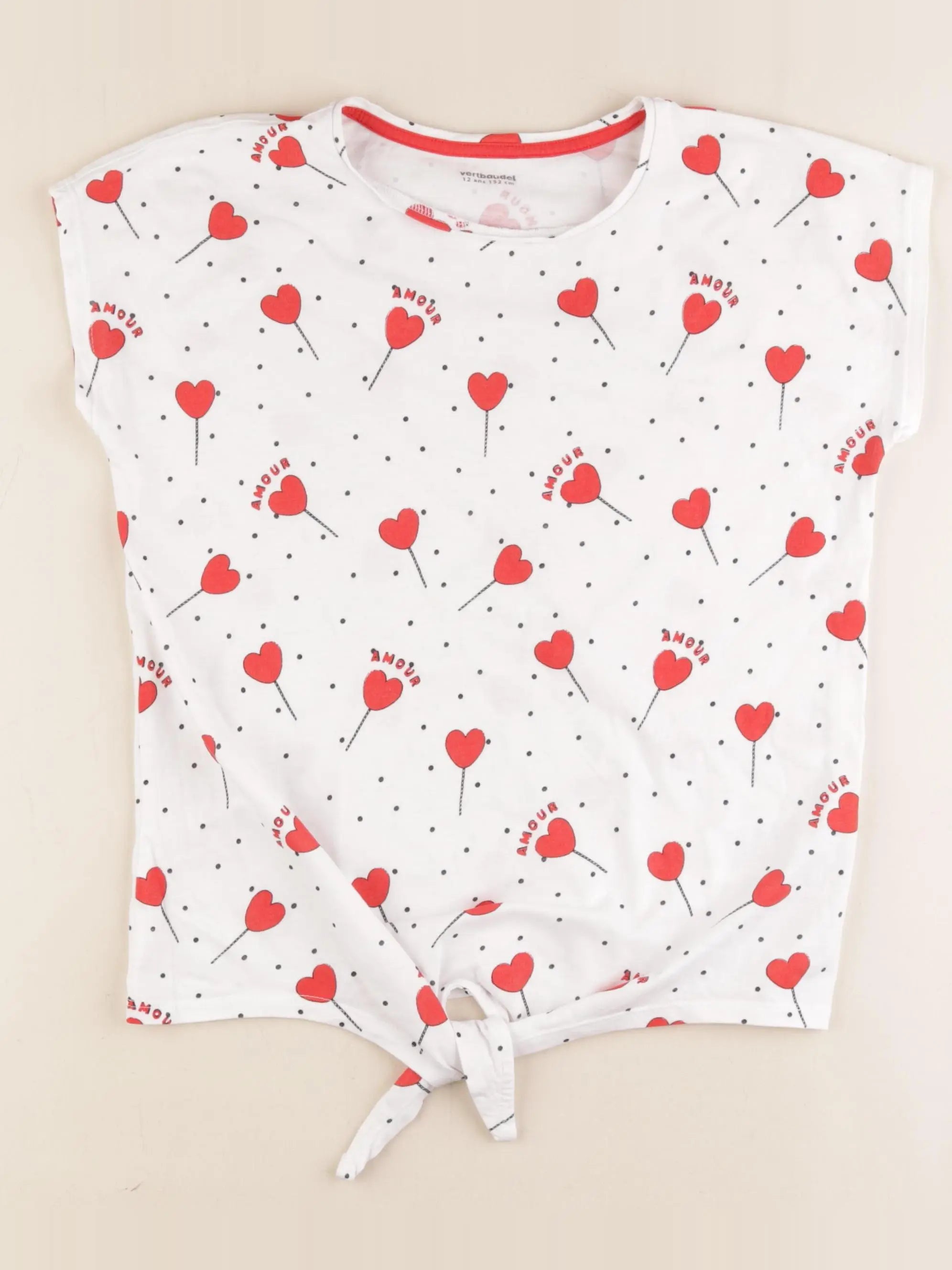 Vertbaudet - tee-shirt blanc, rouge - 12 ans