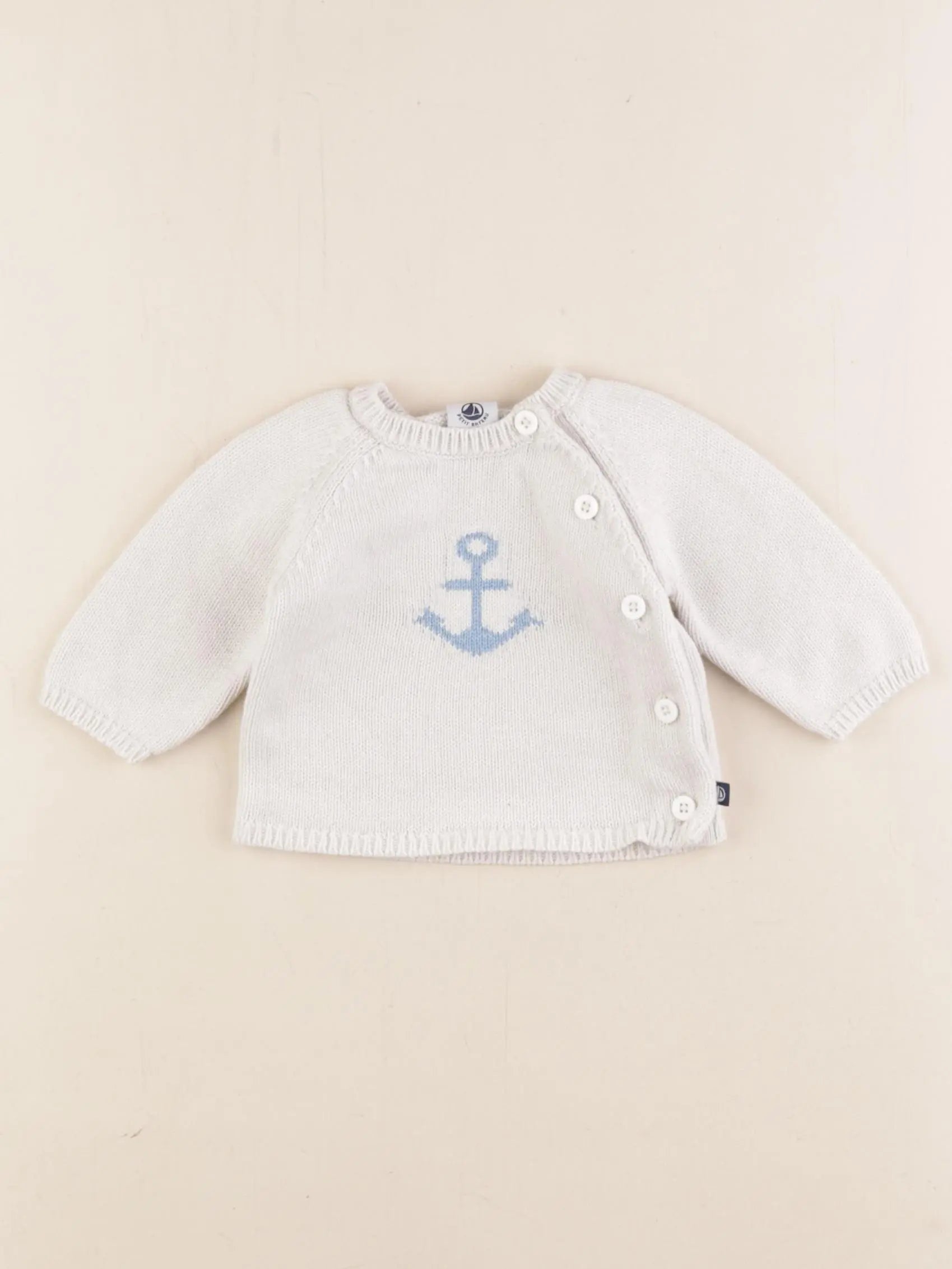 Petit Bateau - pull blanc - 1 mois