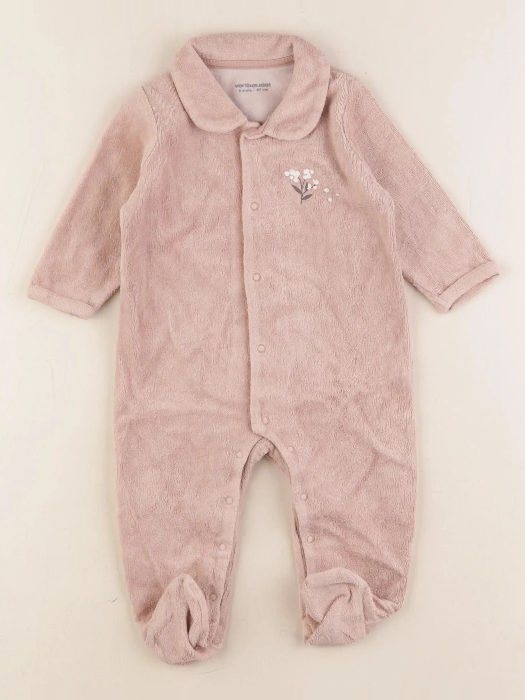 Vertbaudet - pyjama velours beige - 6 mois