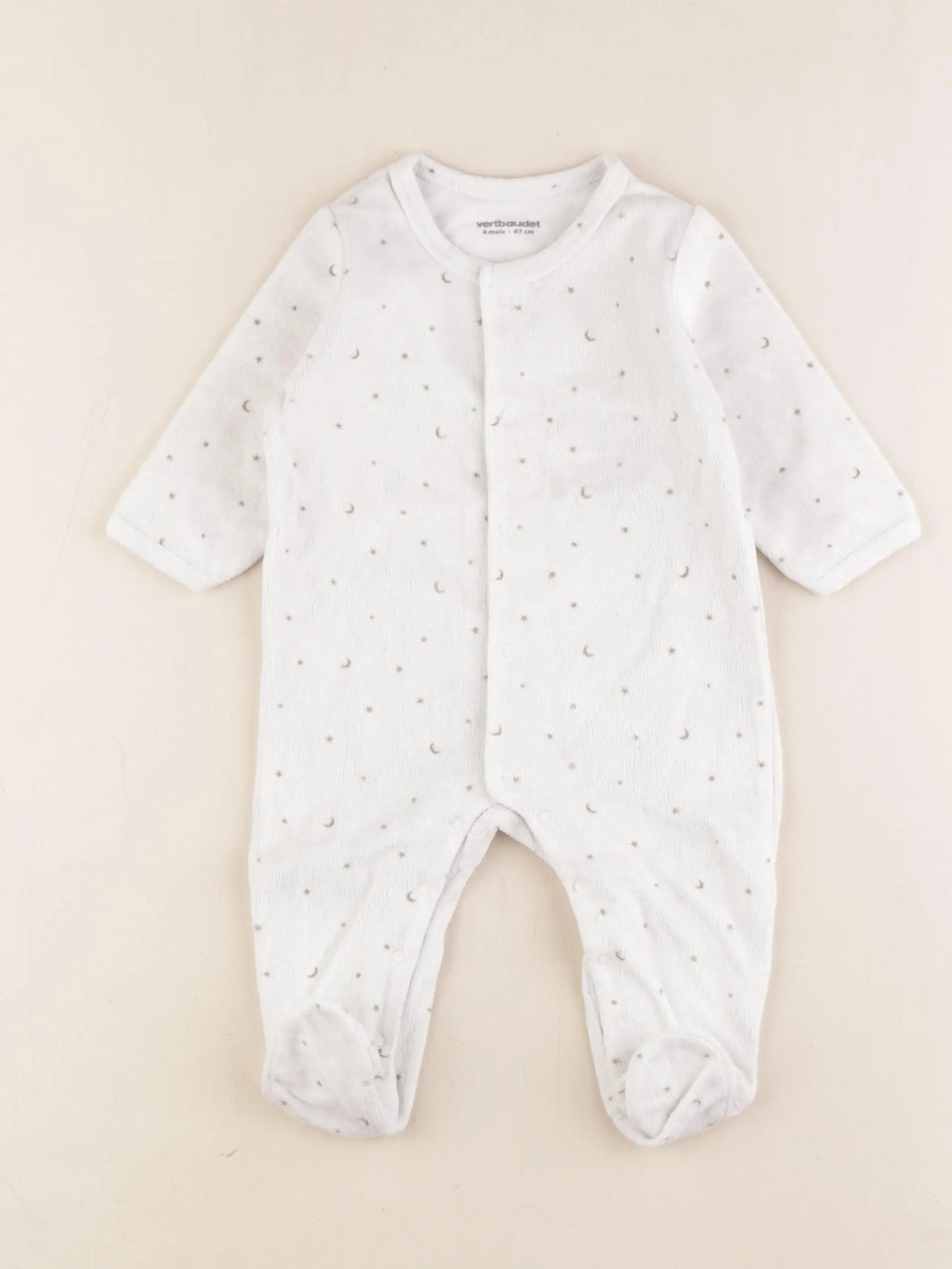 Vertbaudet - pyjama velours blanc - 6 mois