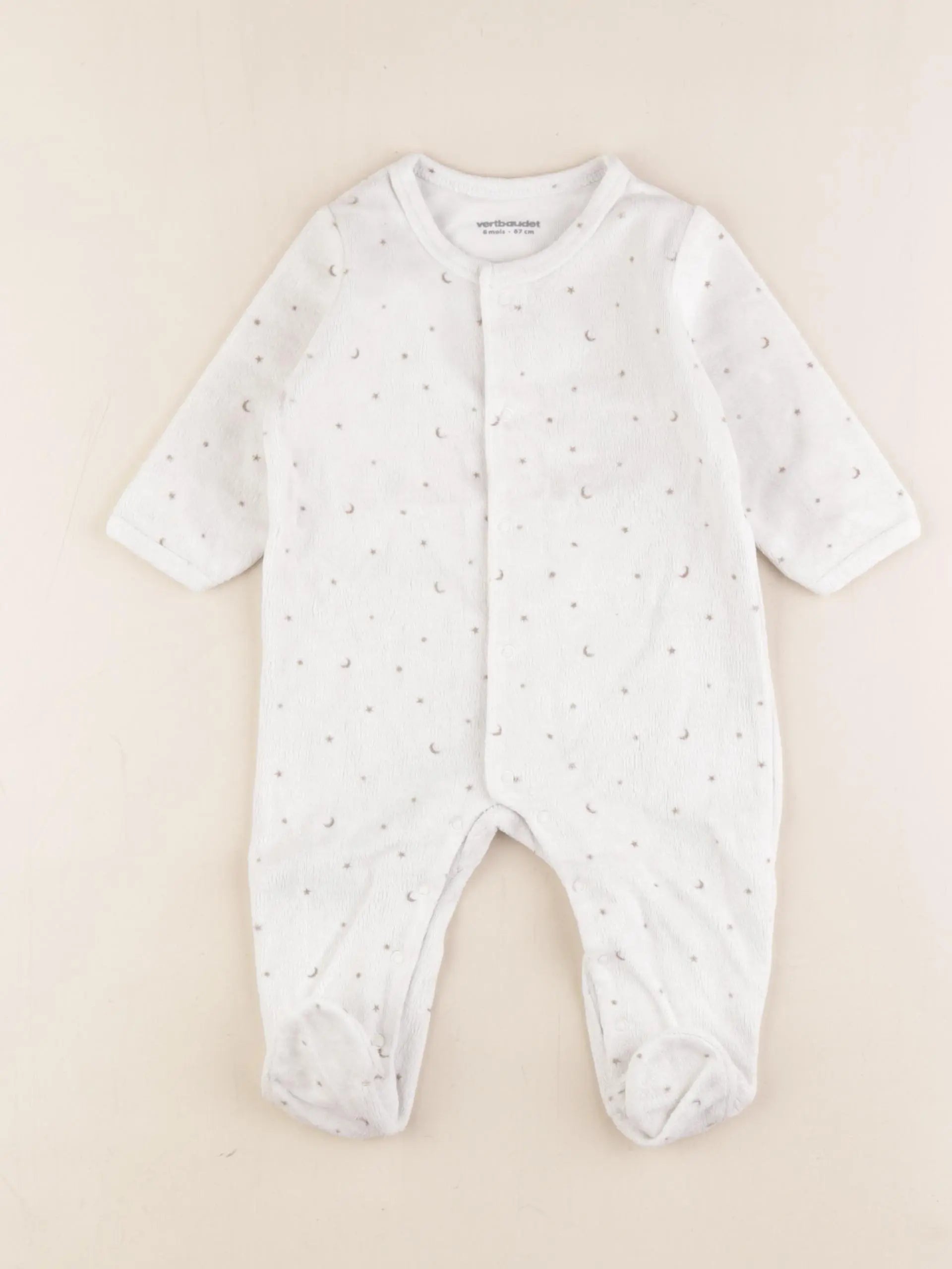 Vertbaudet - pyjama velours blanc - 6 mois