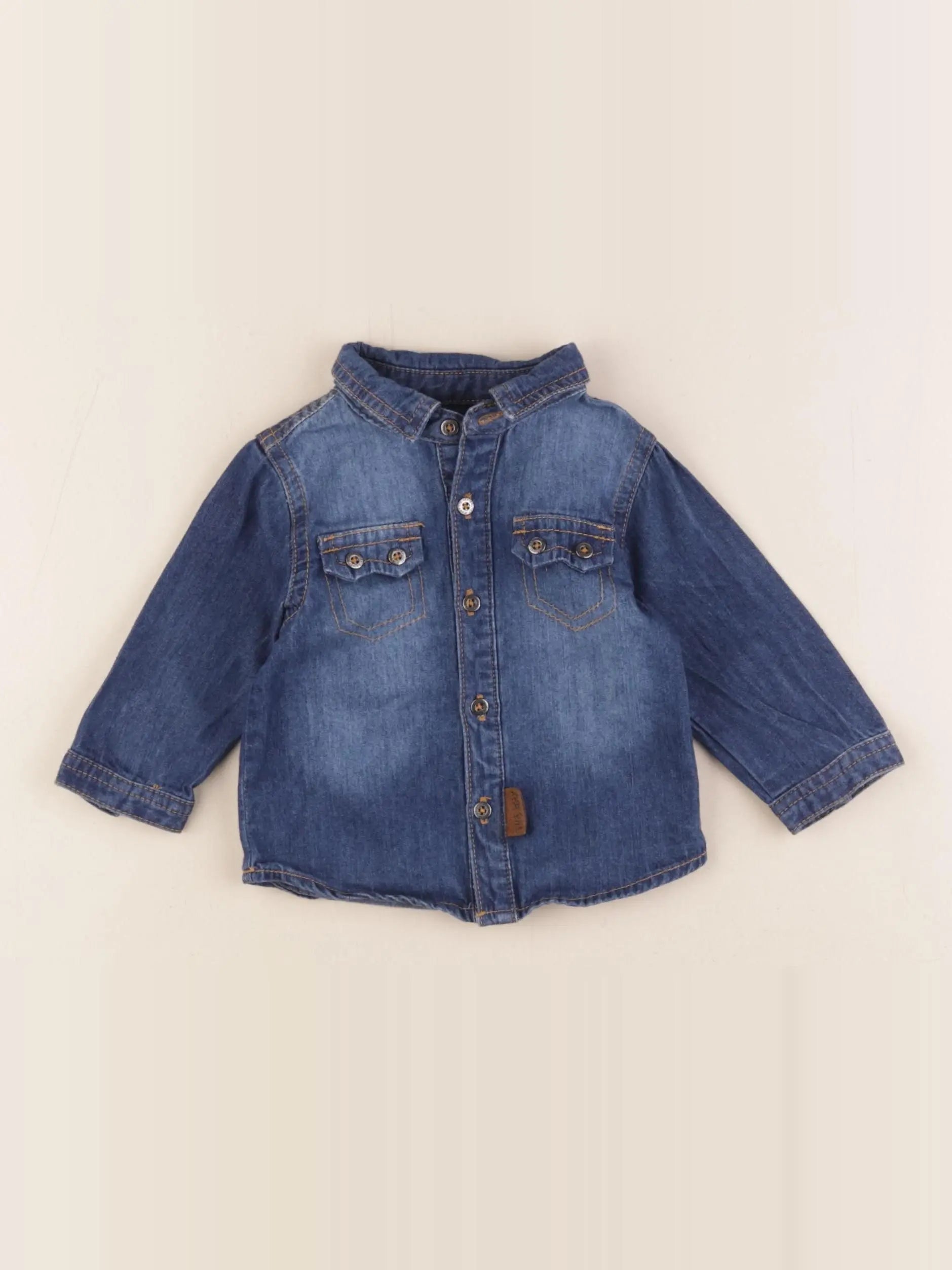 Vertbaudet - chemise bleu - 3 mois