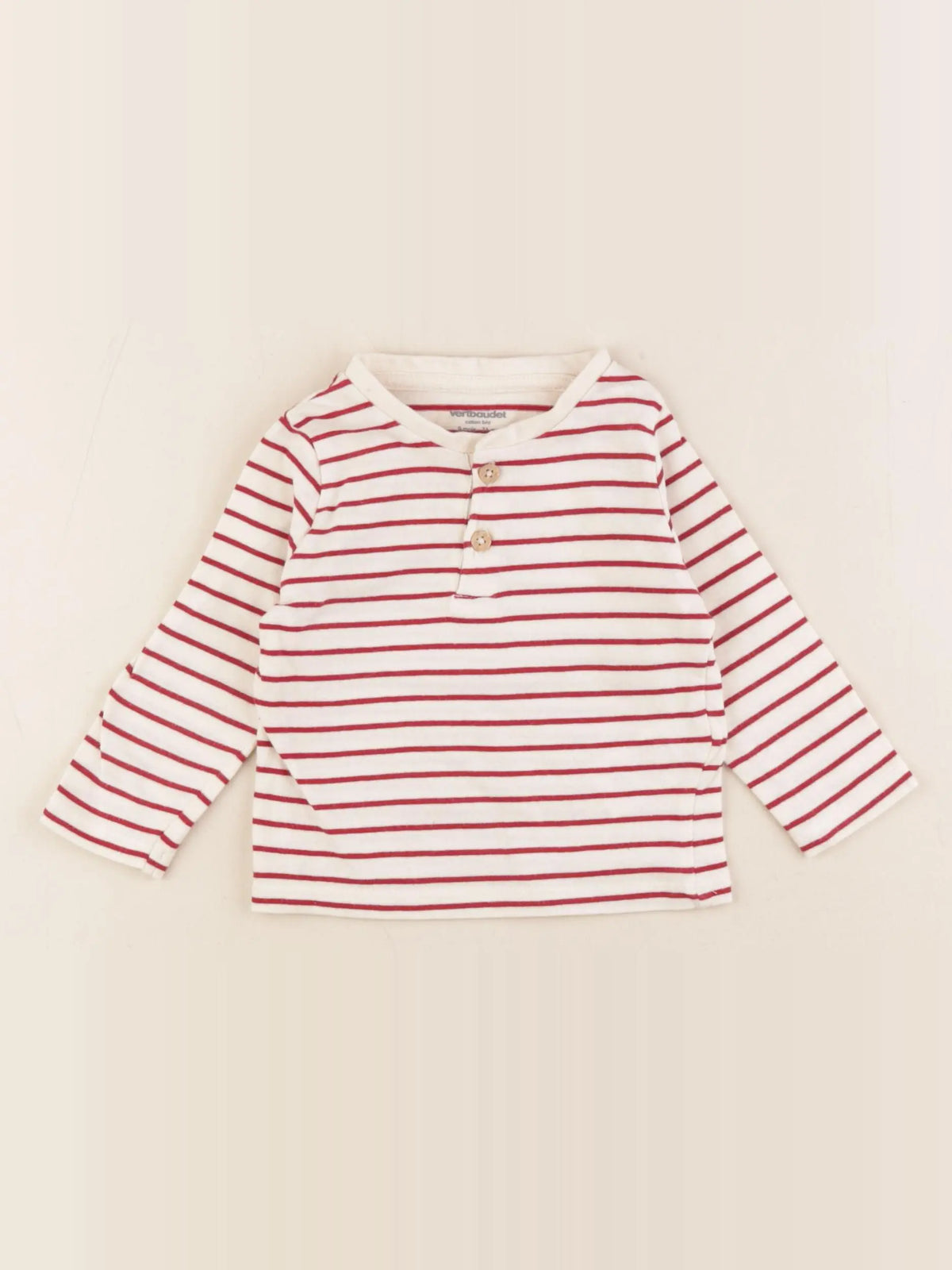 Vertbaudet - tee-shirt rouge, beige - 9 mois