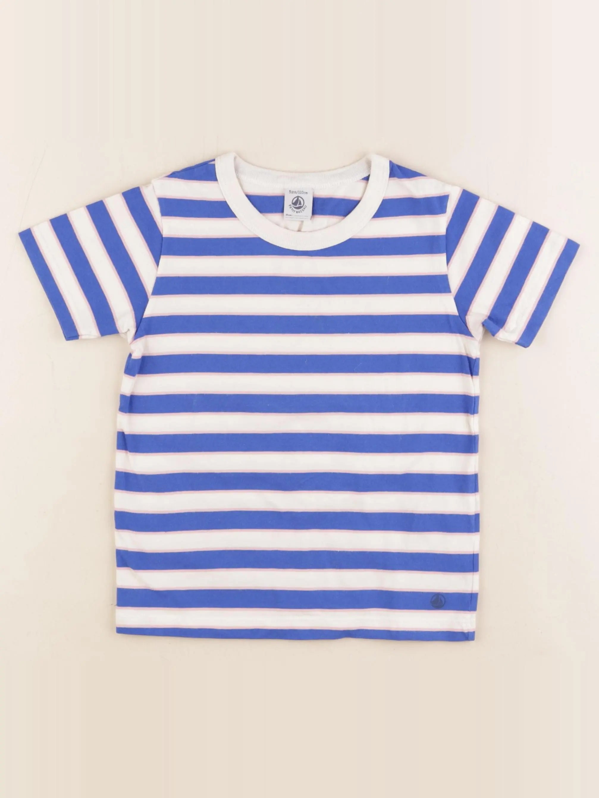 Petit Bateau - tee-shirt bleu, blanc - 5 ans