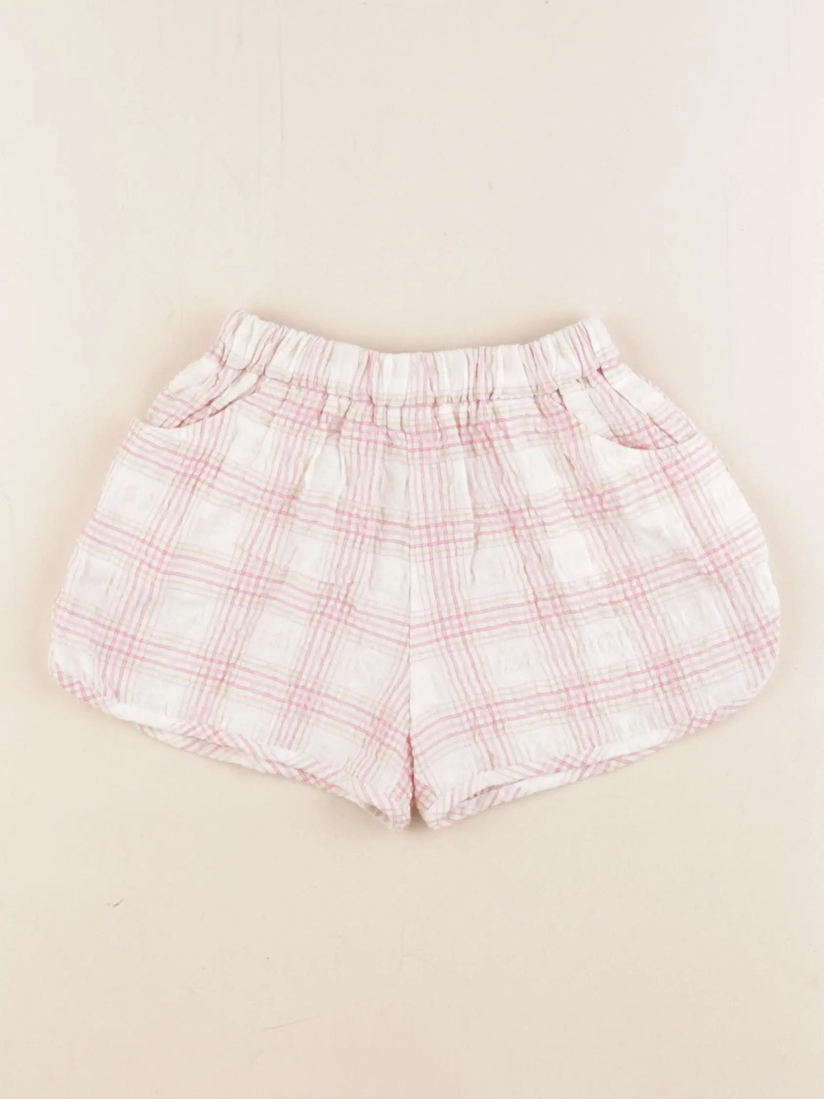 Zara - short blanc, rose - 4 ans