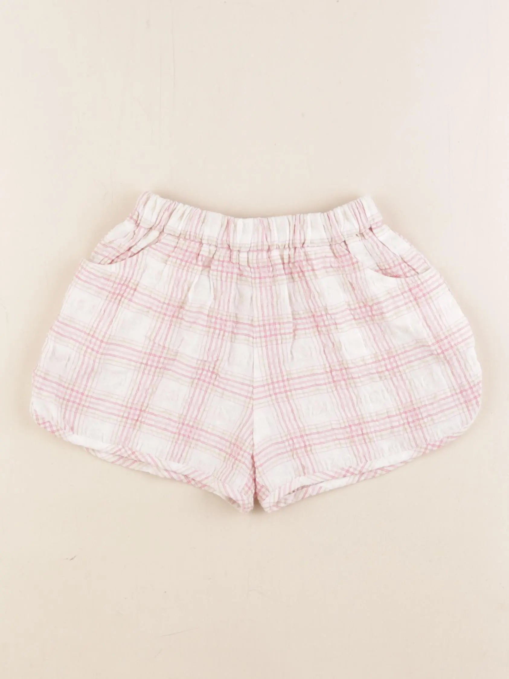 Zara - short blanc, rose - 4 ans