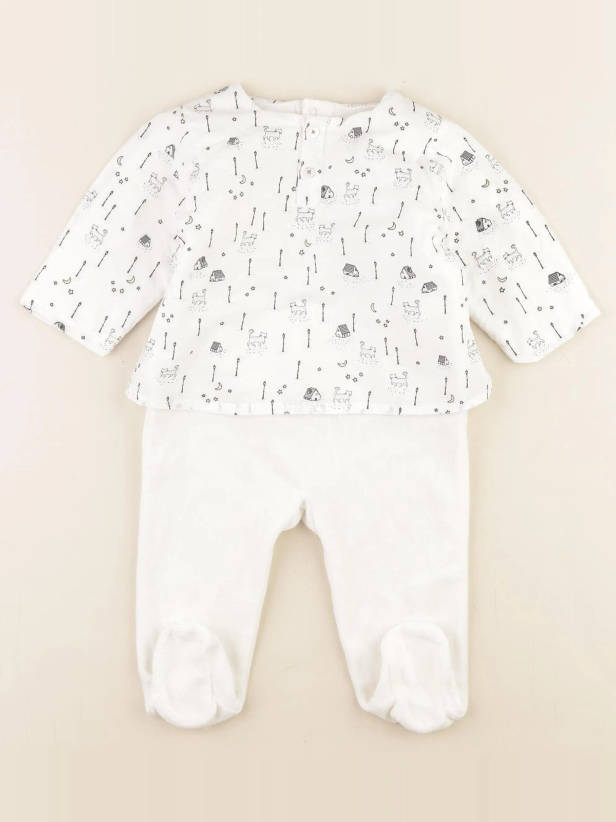 Boutchou - pyjama velours blanc - 6 mois