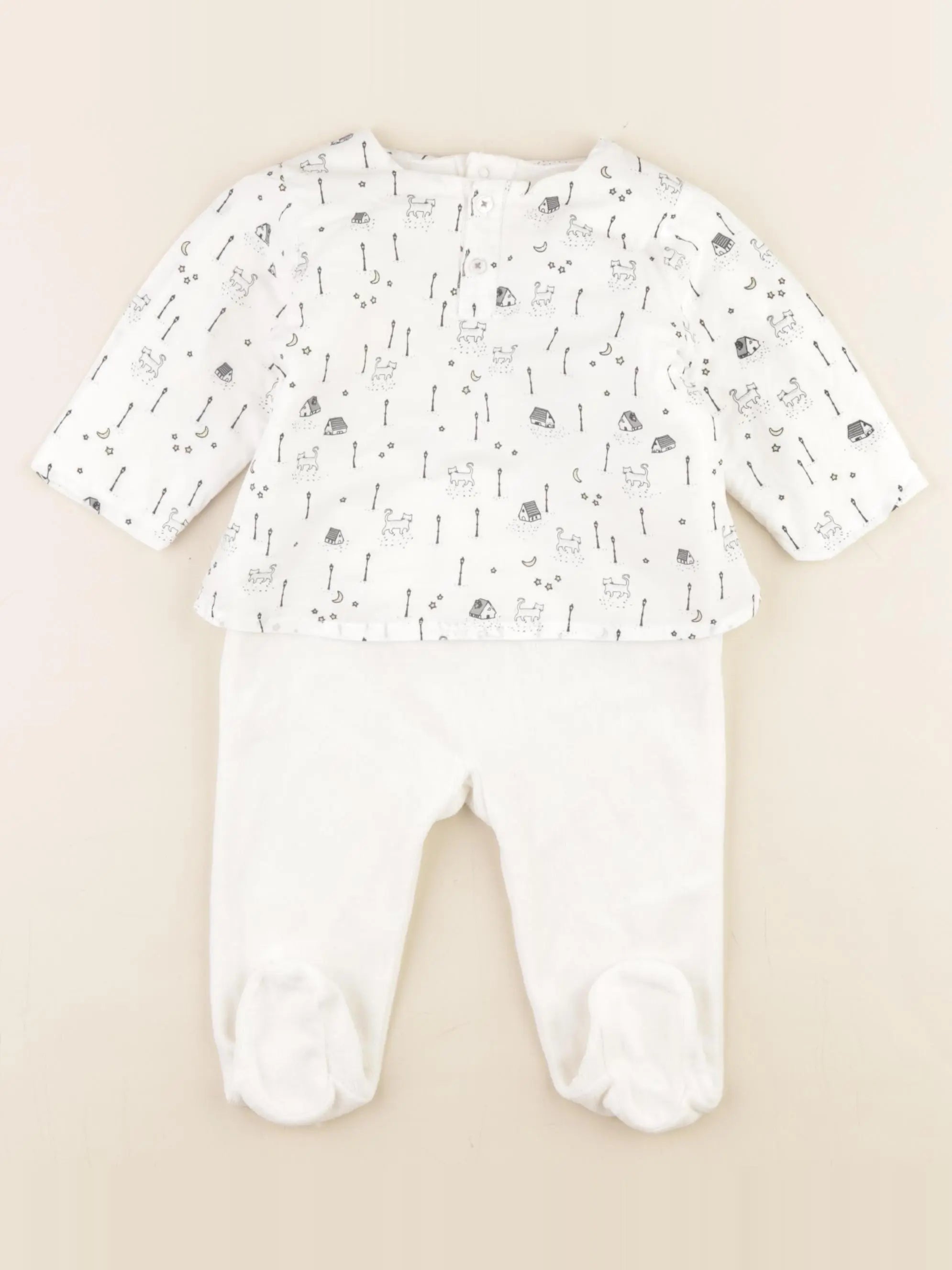 Boutchou - pyjama velours blanc - 6 mois