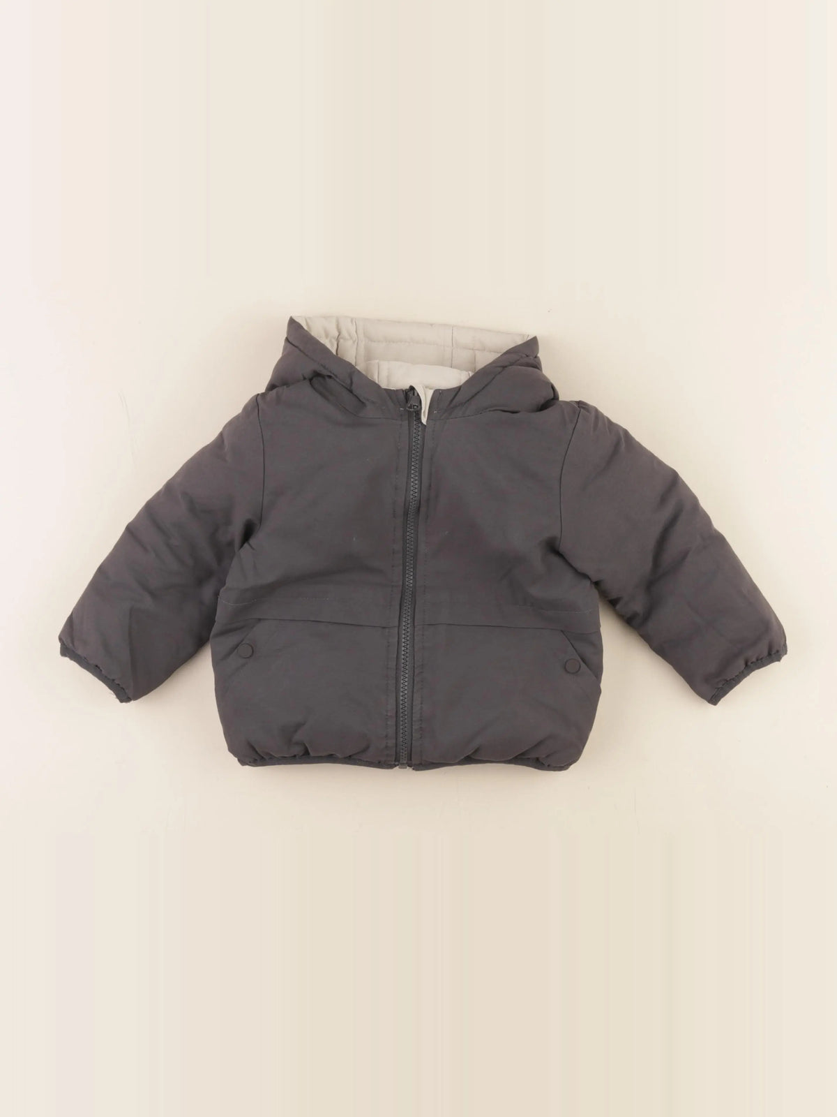 Vertbaudet - doudoune réversible gris - 2 ans