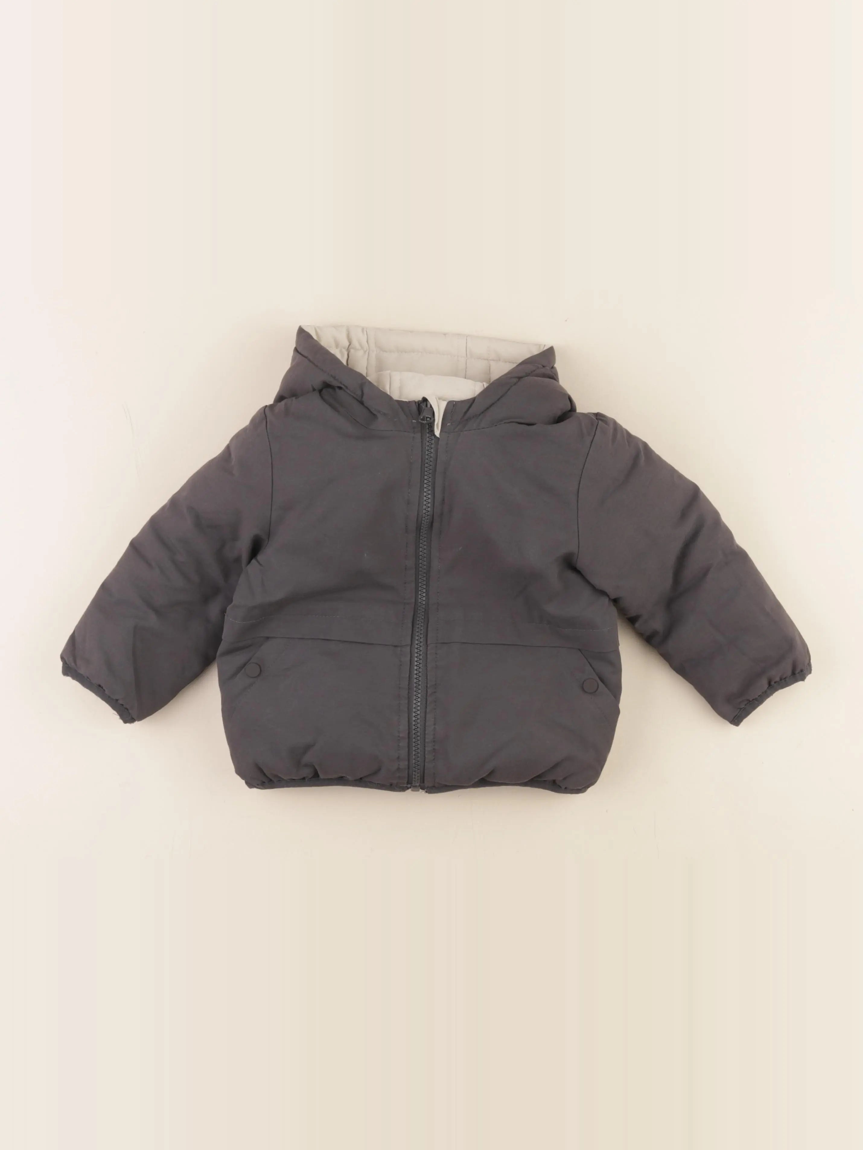 Vertbaudet - doudoune réversible gris - 2 ans