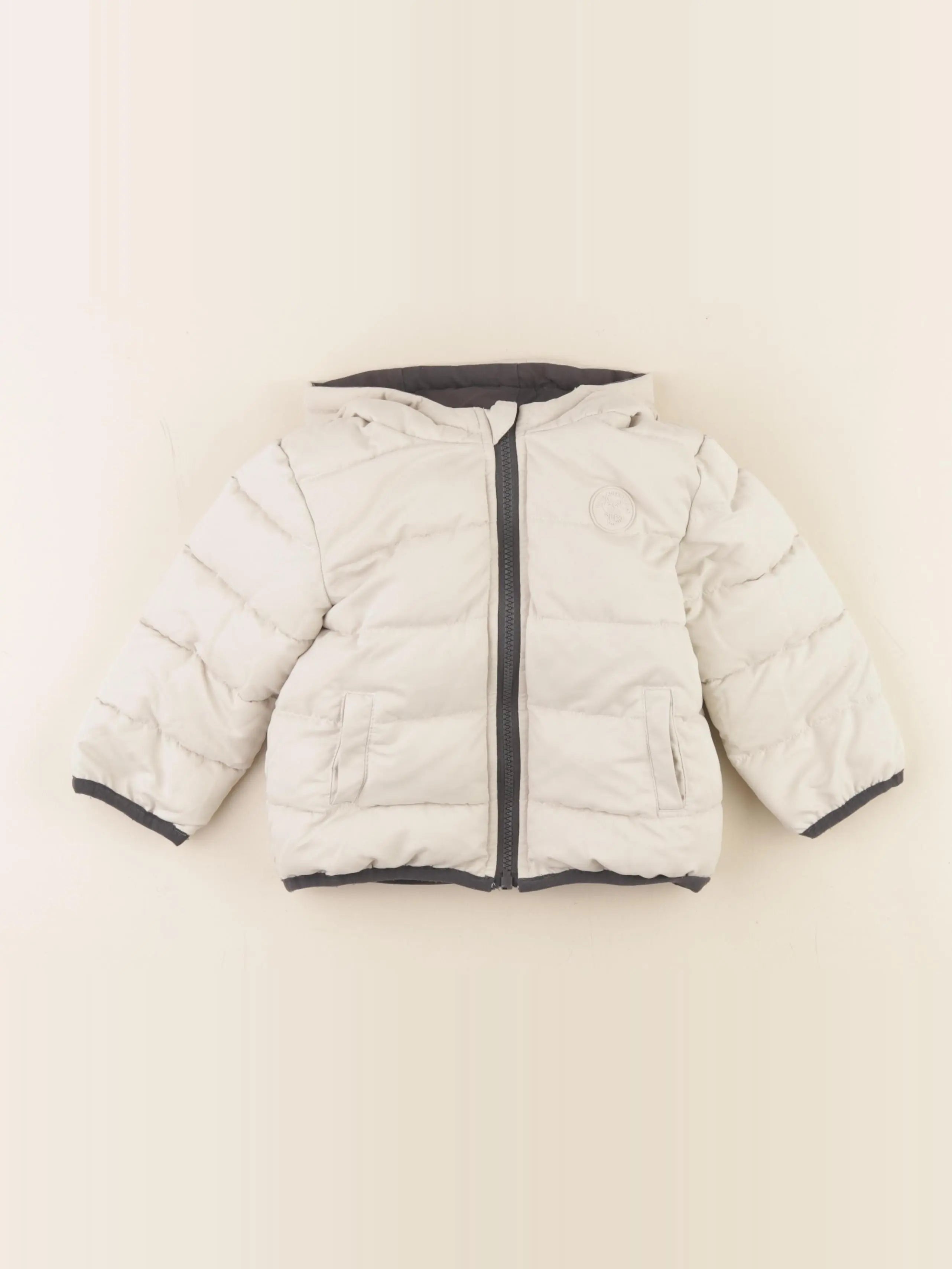 Vertbaudet - doudoune réversible gris - 2 ans