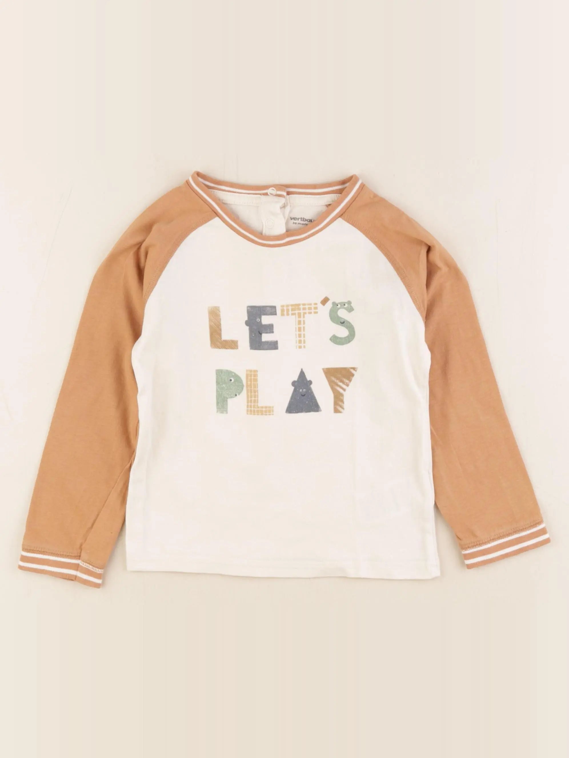 Vertbaudet - tee-shirt beige, marron - 36 mois