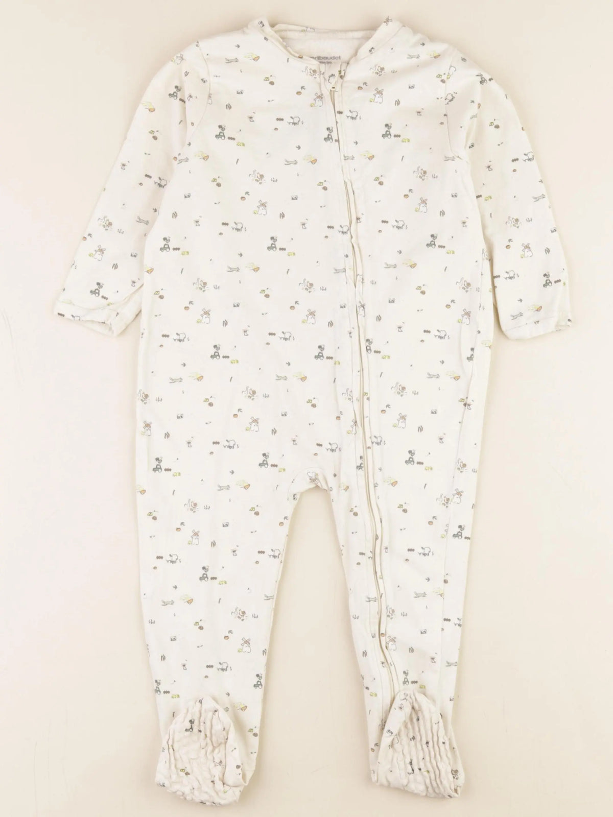 Vertbaudet - pyjama coton beige - 24 mois