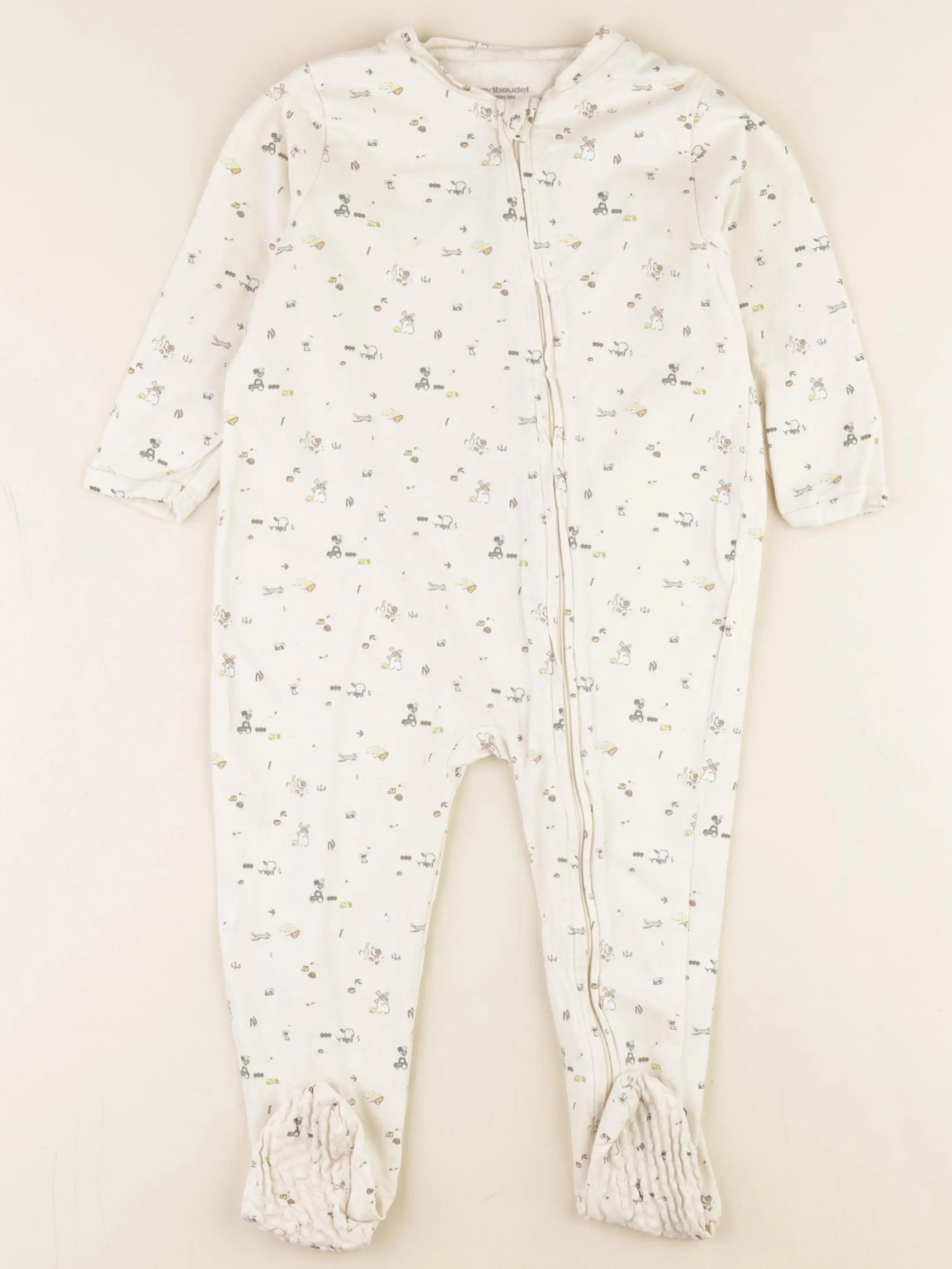 Vertbaudet - pyjama coton beige - 24 mois