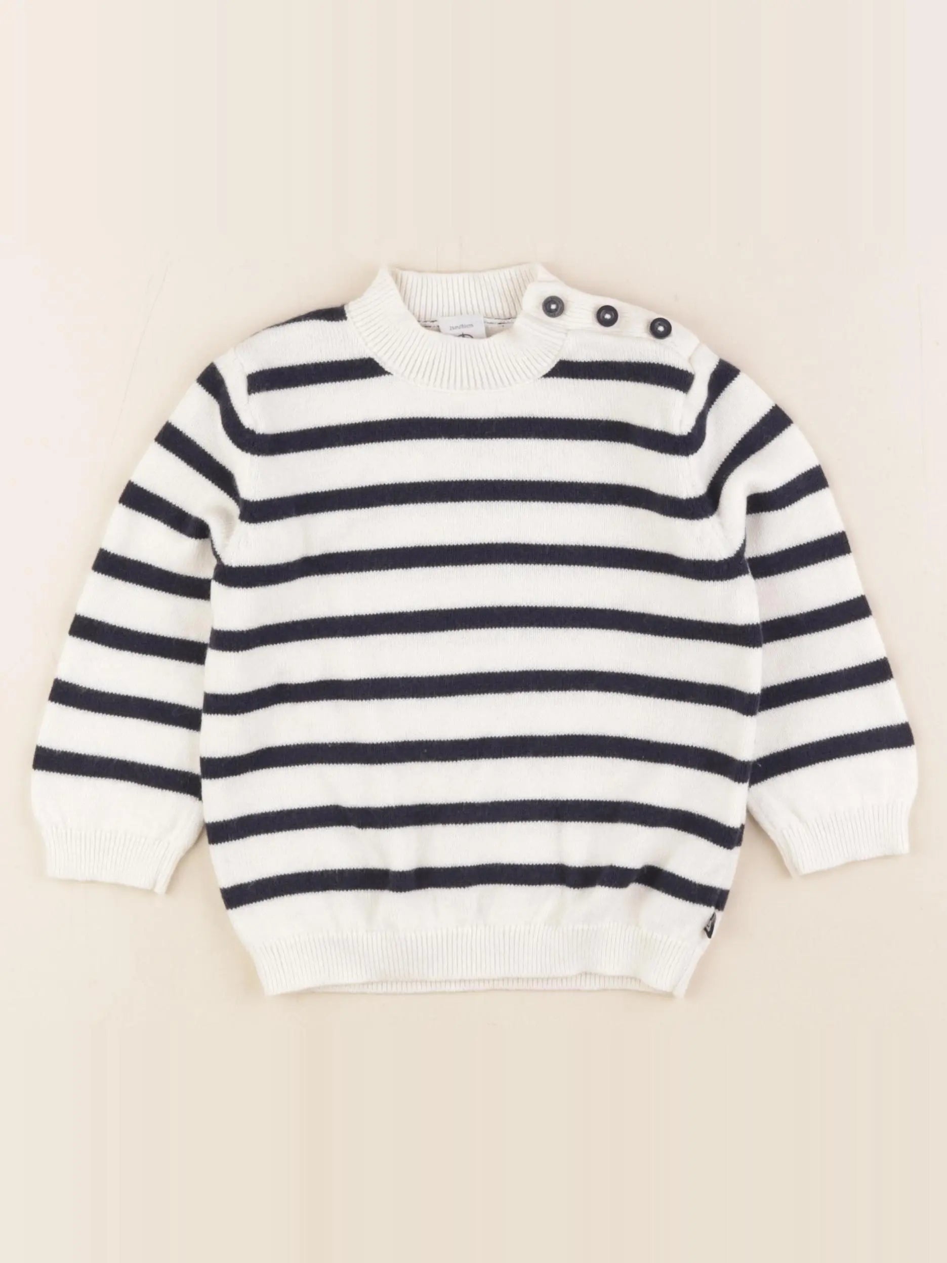 Petit Bateau - pull blanc, bleu - 24 mois
