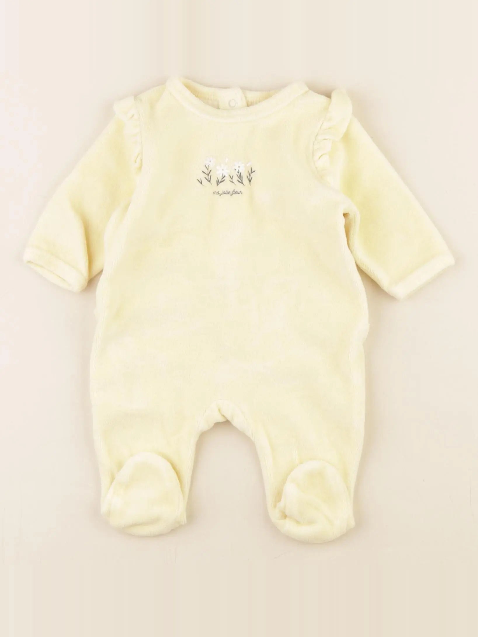 Vertbaudet - pyjama velours jaune - 1 mois