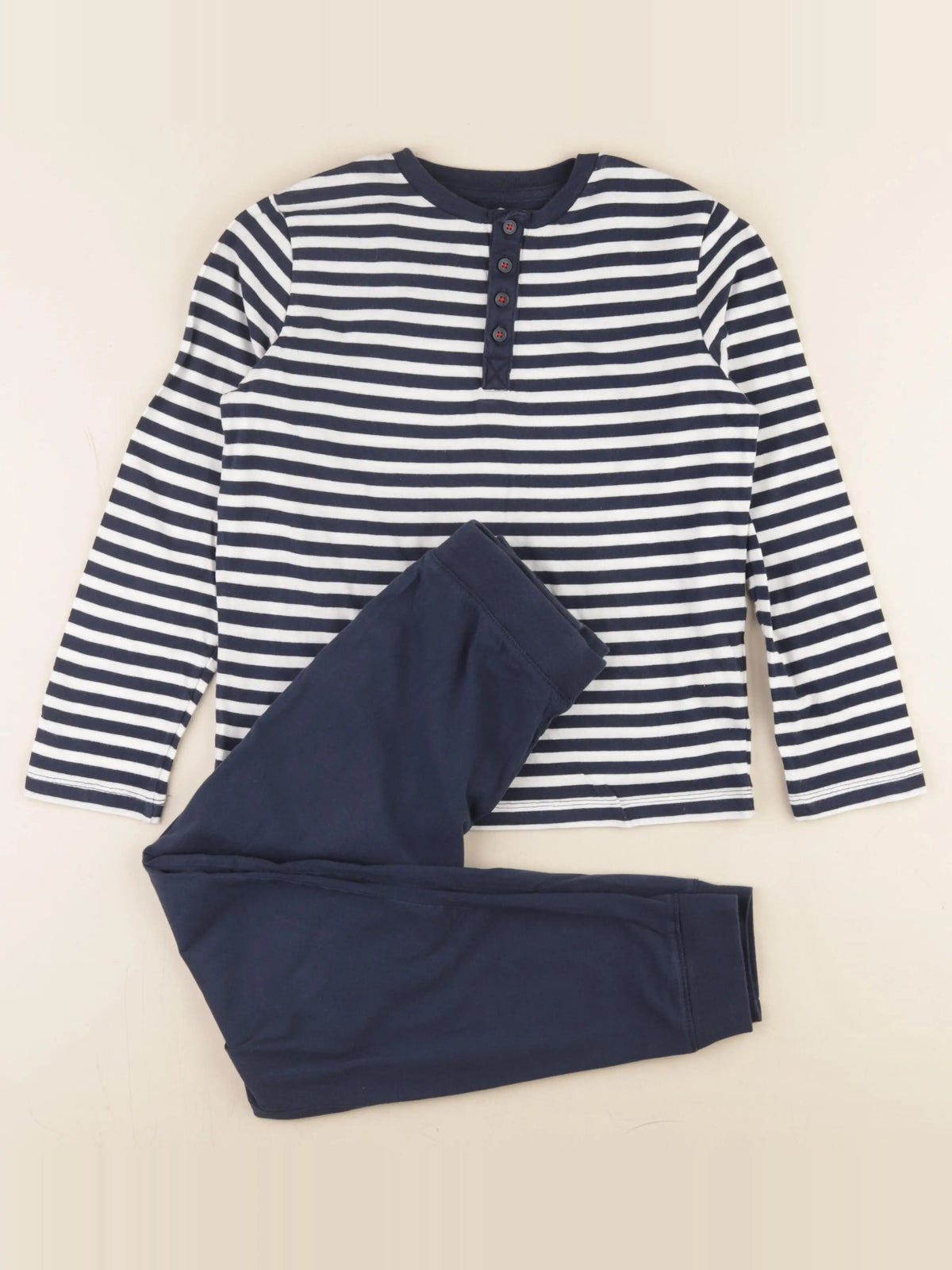 Monoprix - pyjama coton blanc, bleu - 10 ans