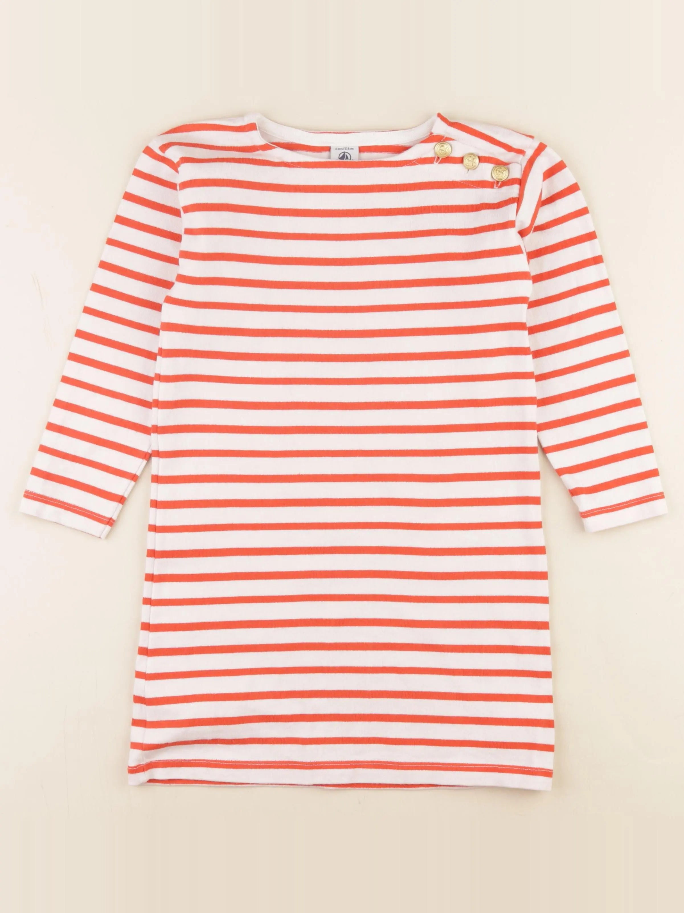 Petit Bateau - robe blanc, orange - 6 ans