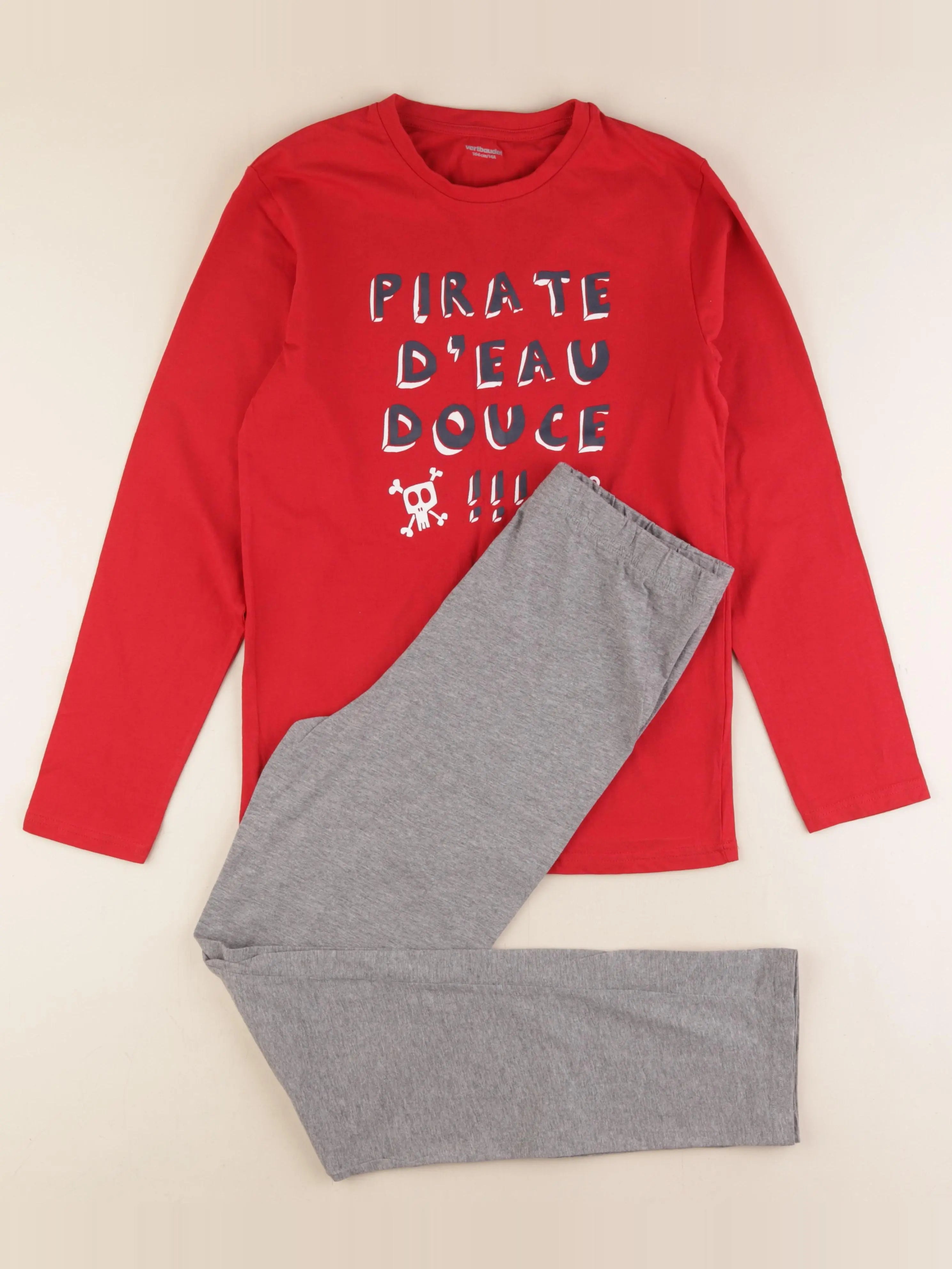Vertbaudet - pyjama coton rouge - 14 ans