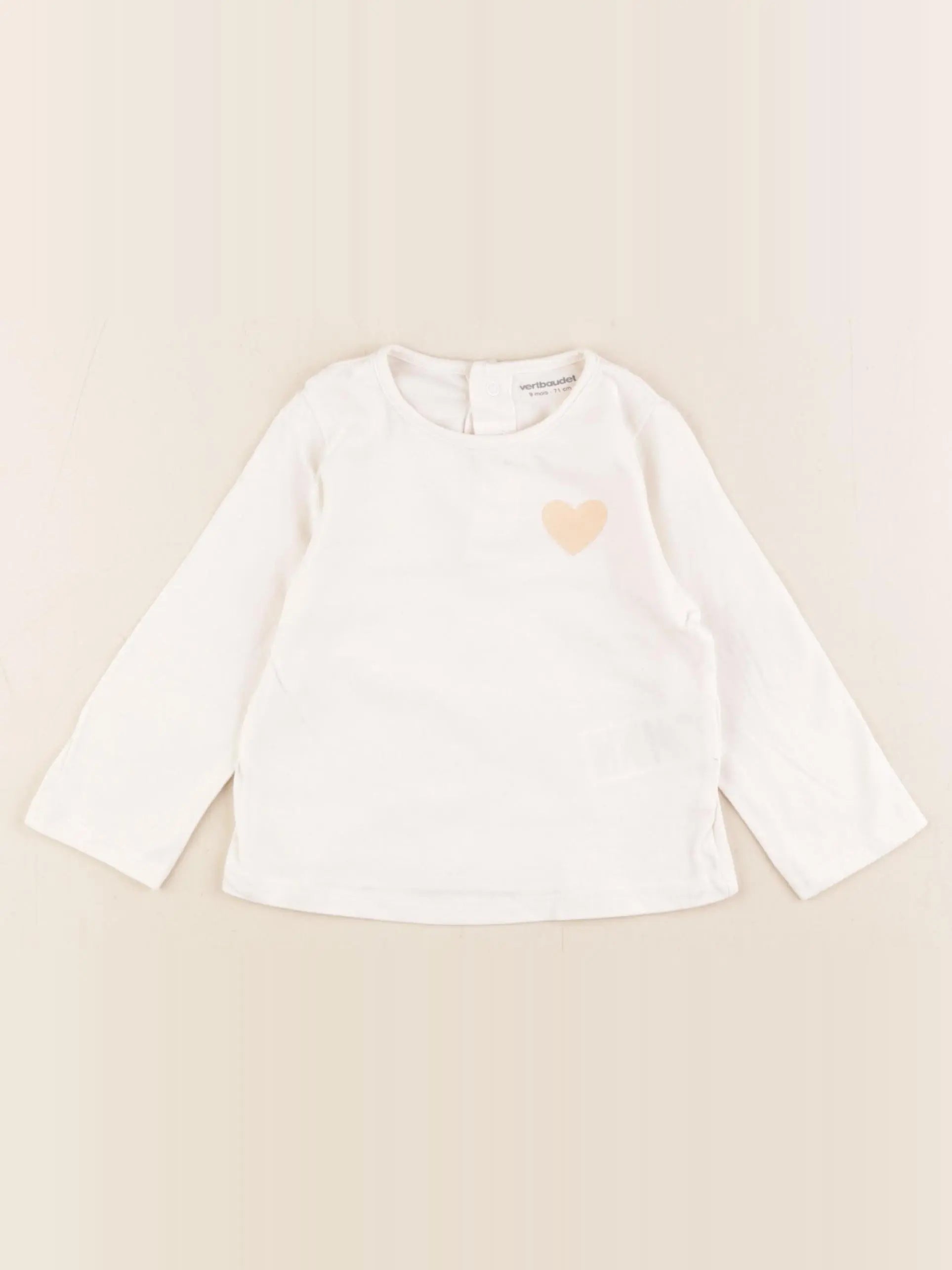 Vertbaudet - tee-shirt blanc - 9 mois