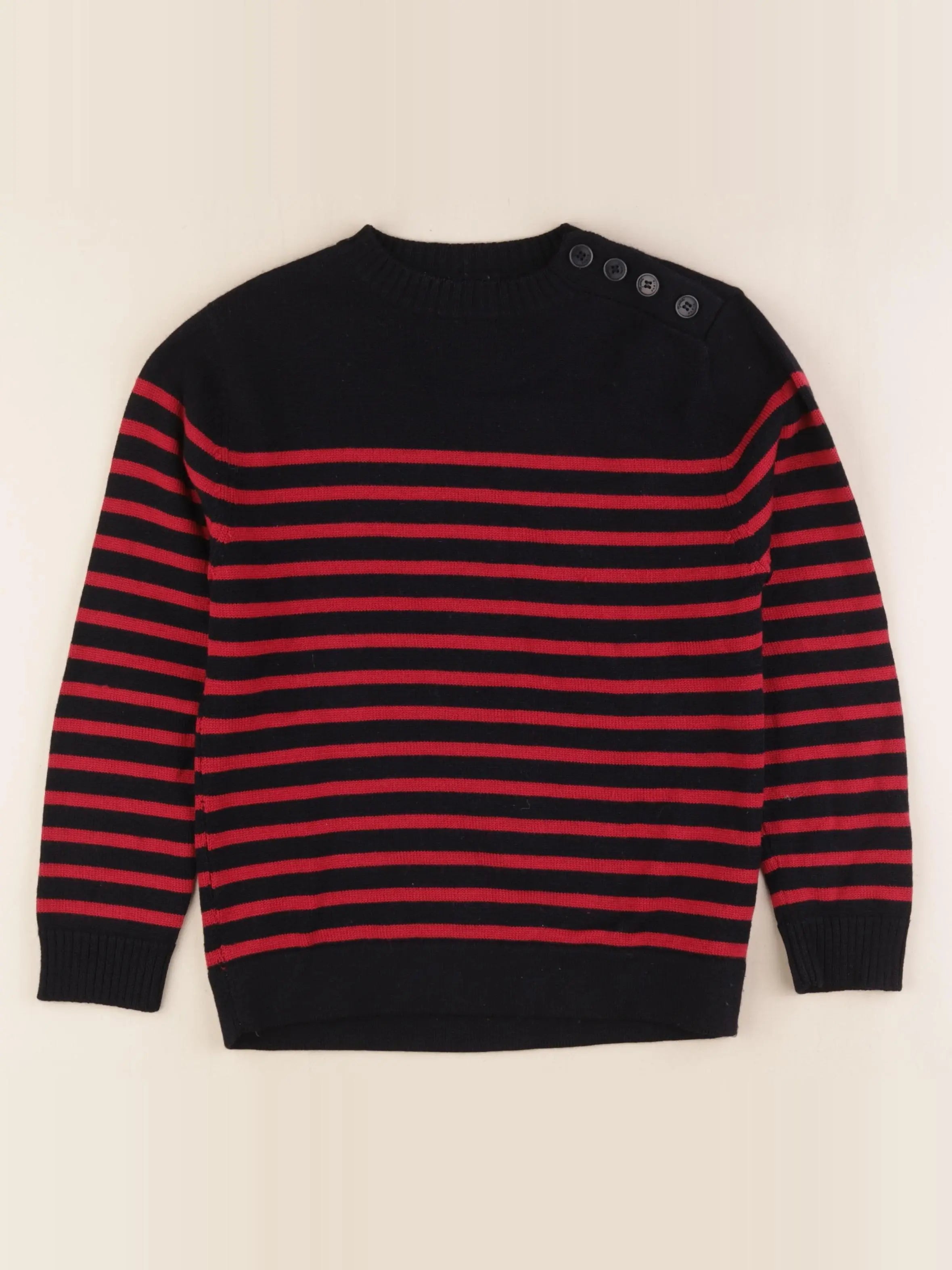 Jacadi - pull rouge, bleu - 8 ans