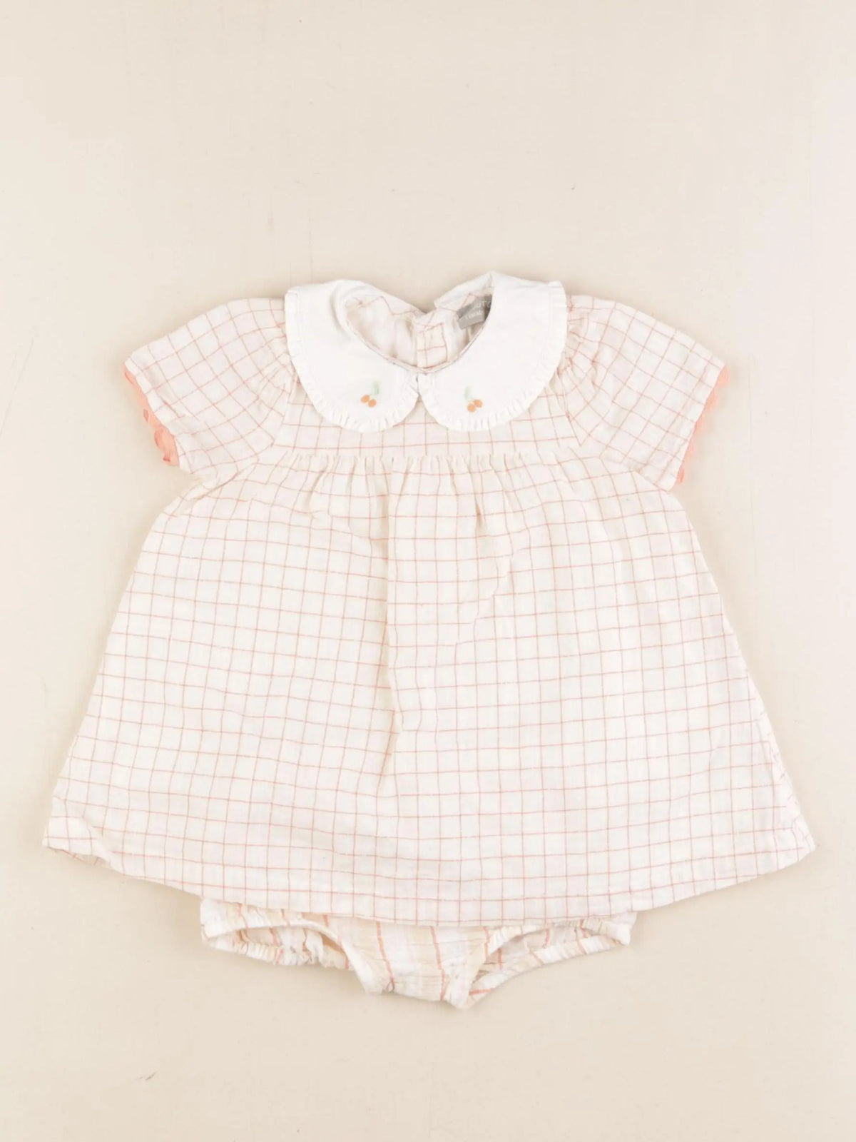 Boutchou - robe beige, rose - 3 mois
