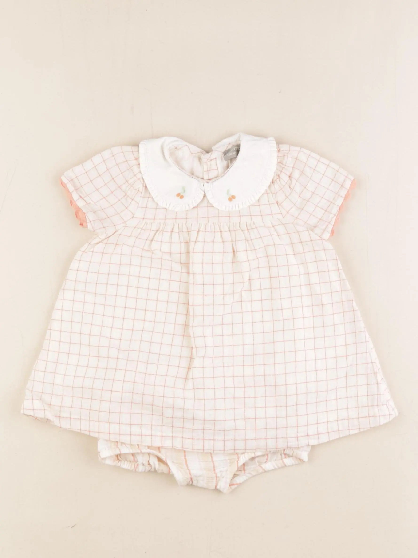 Boutchou - robe beige, rose - 3 mois