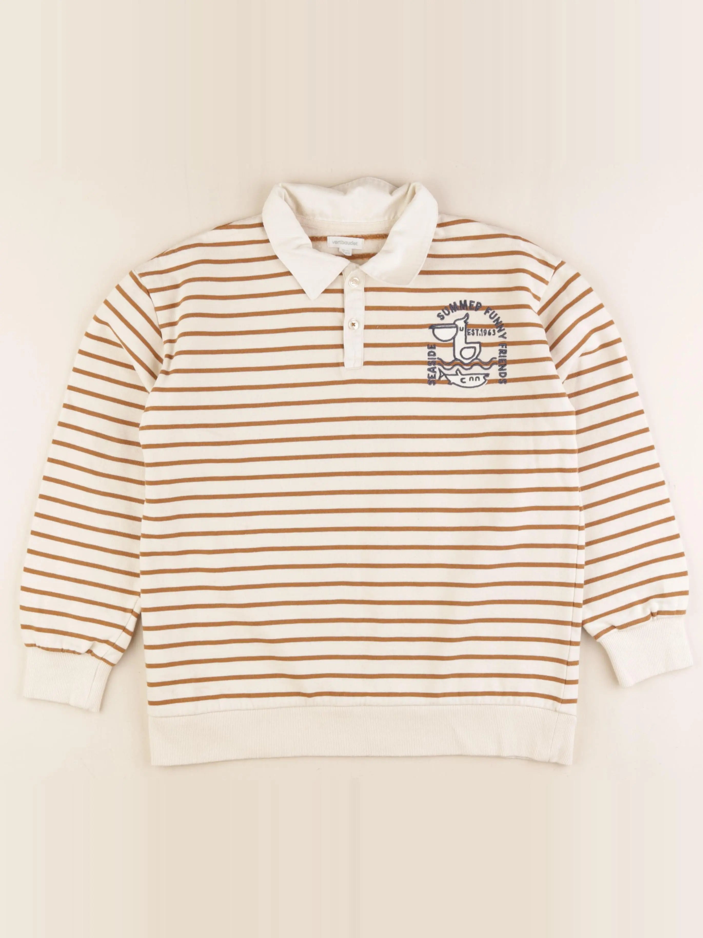 Vertbaudet - sweat beige - 12 ans