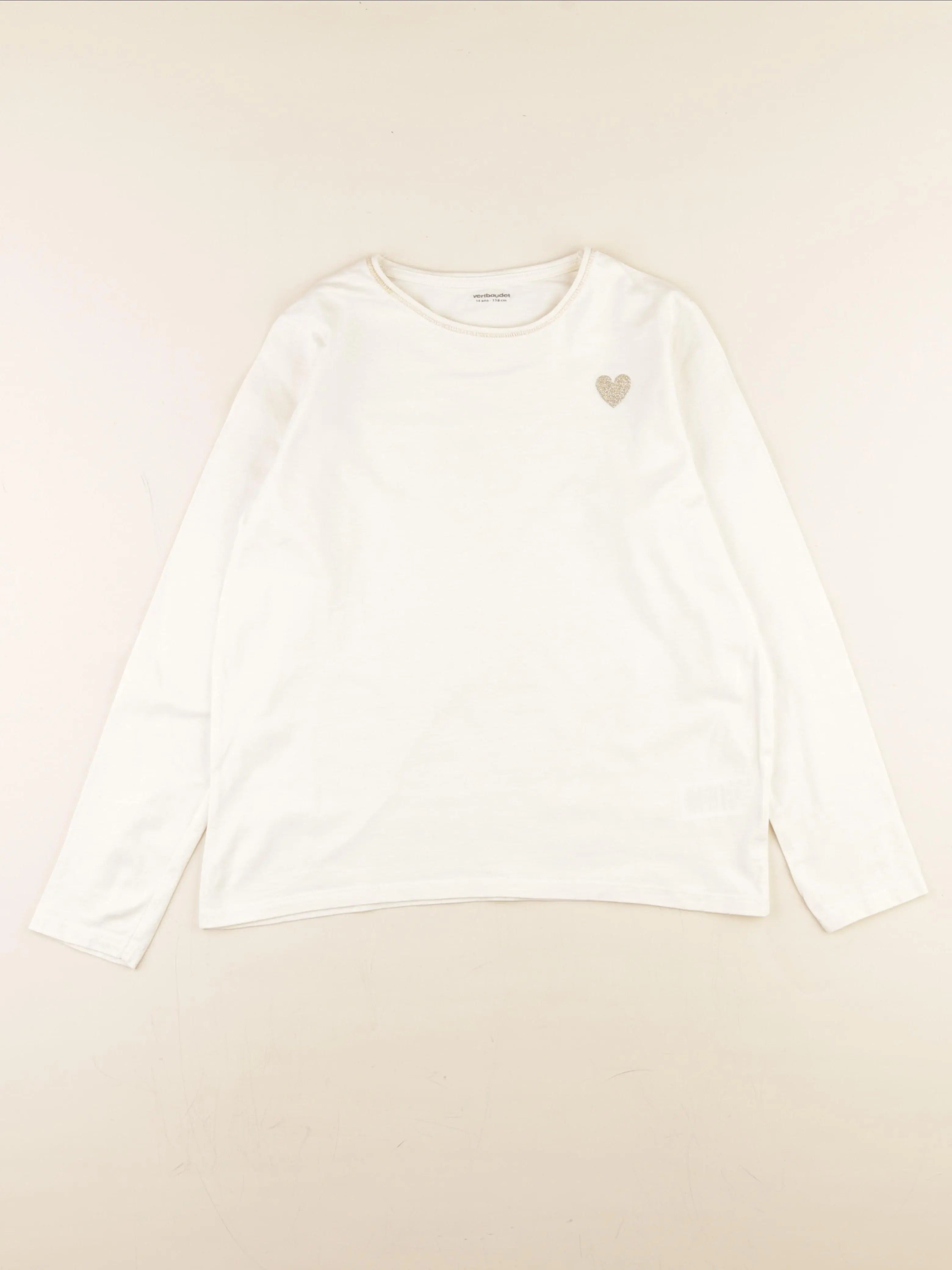 Vertbaudet - tee-shirt beige, or - 14 ans