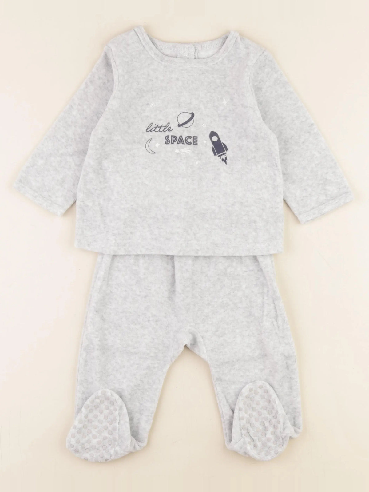 Vertbaudet - pyjama velours gris - 12 mois