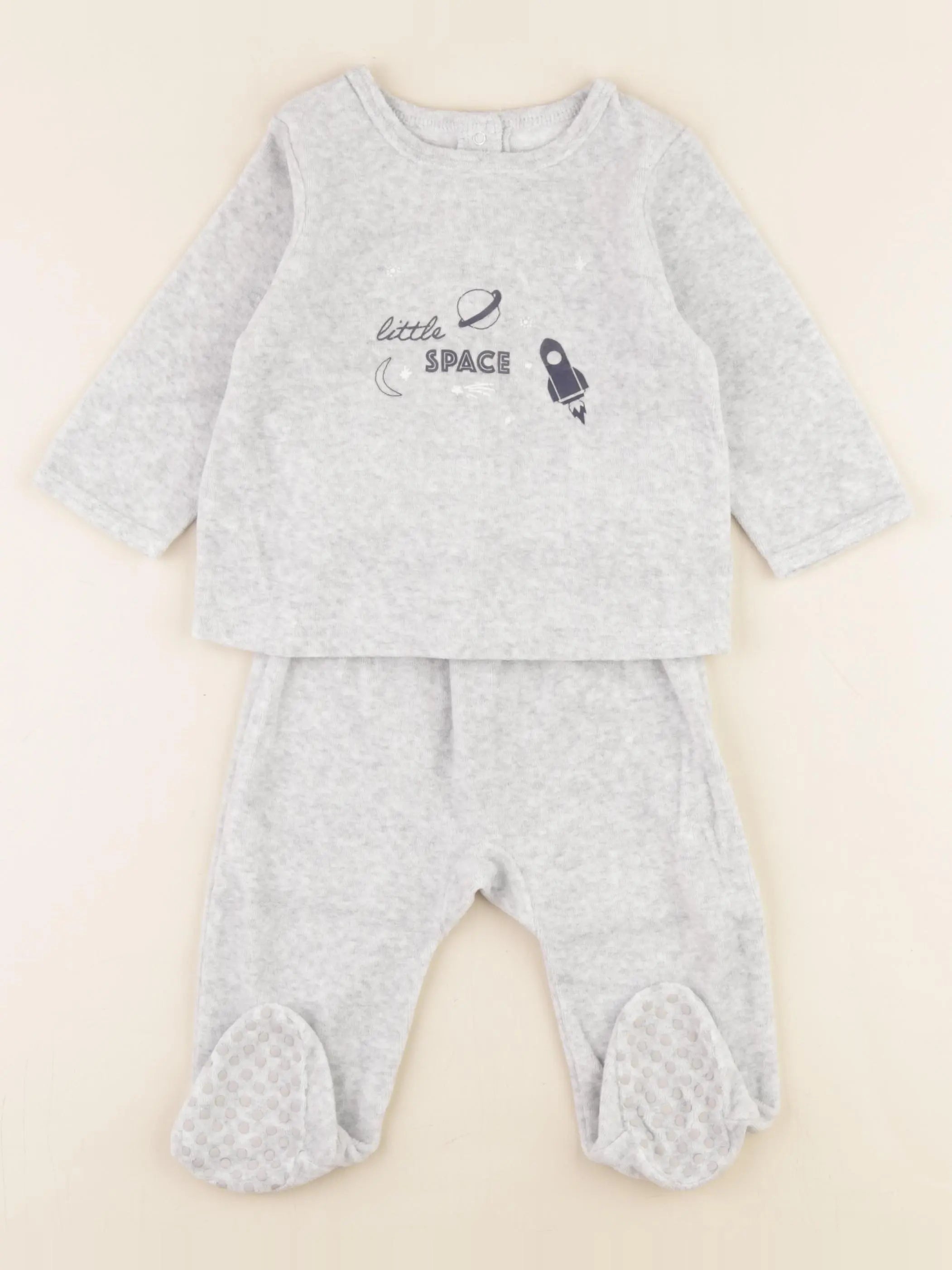 Vertbaudet - pyjama velours gris - 12 mois