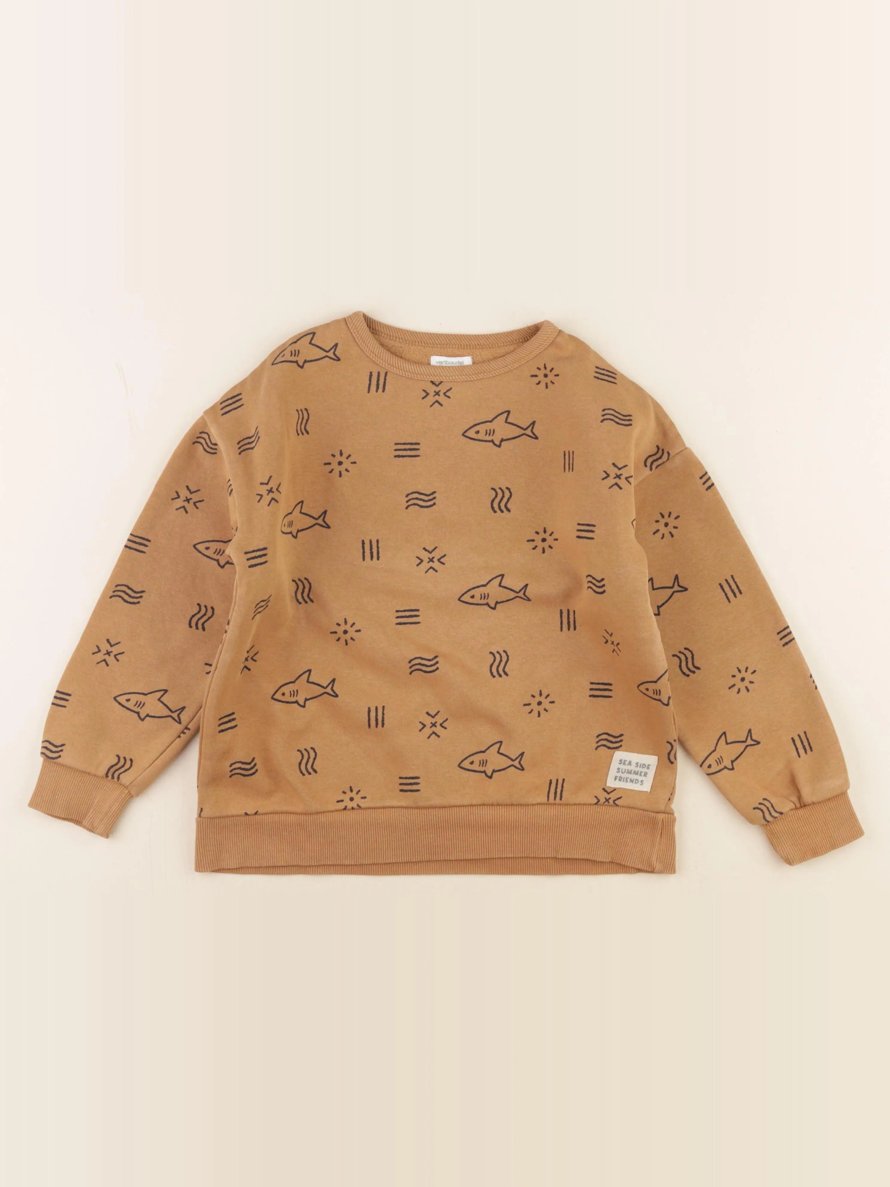 Vertbaudet - sweat marron - 8 ans