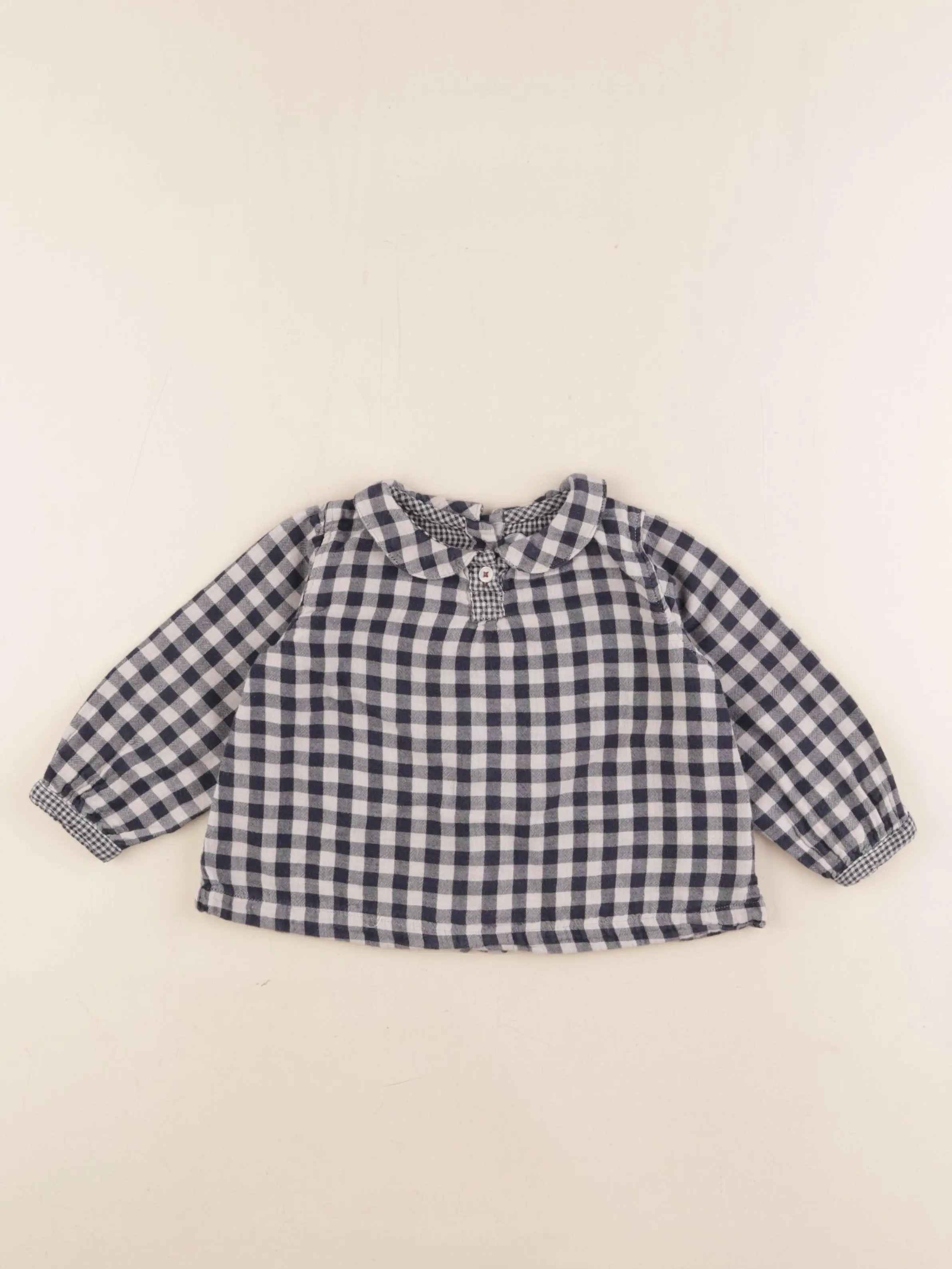Petit Bateau - blouse bleu - 12 mois