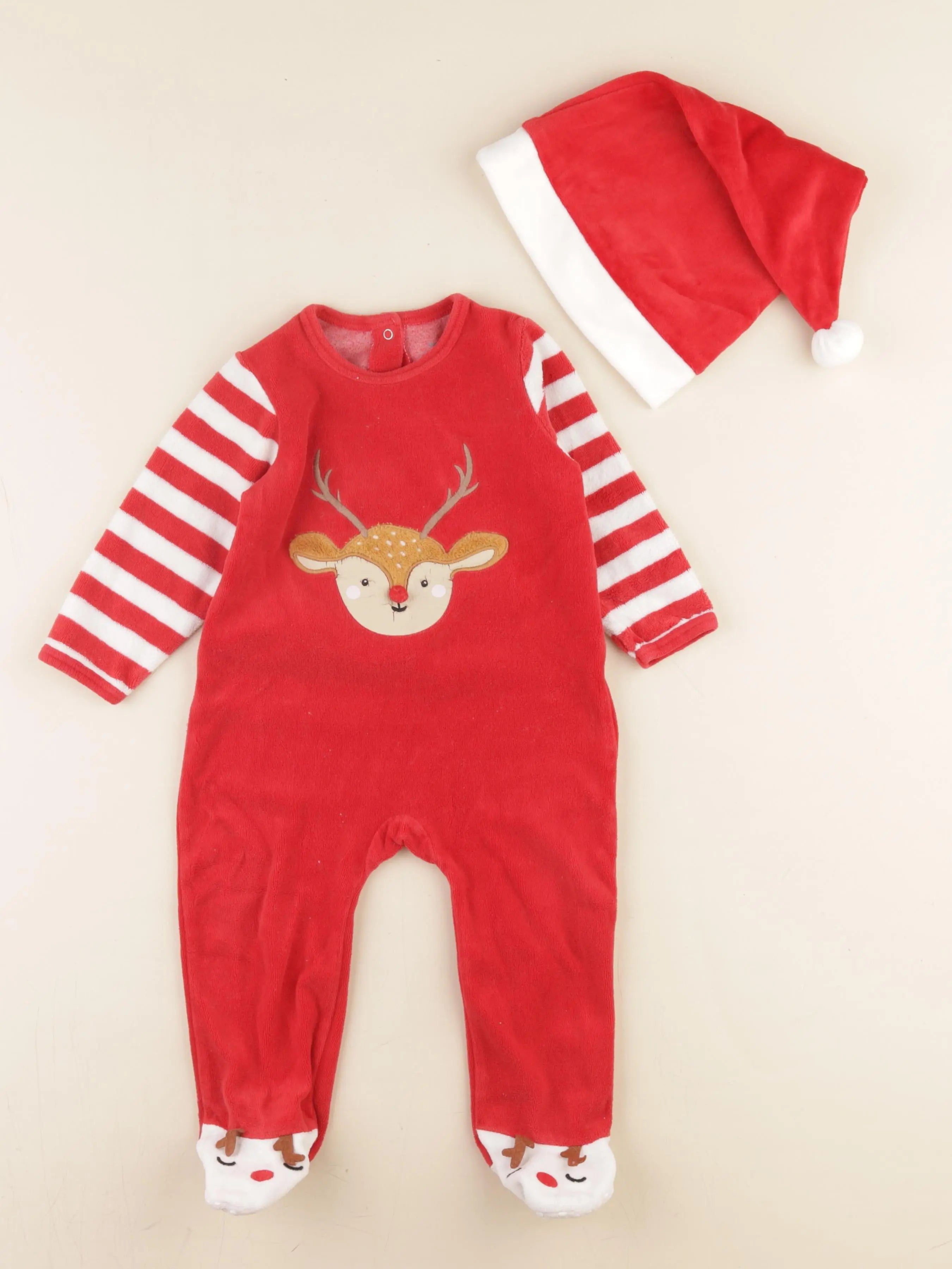 Vertbaudet - pyjama velours rouge - 18 mois
