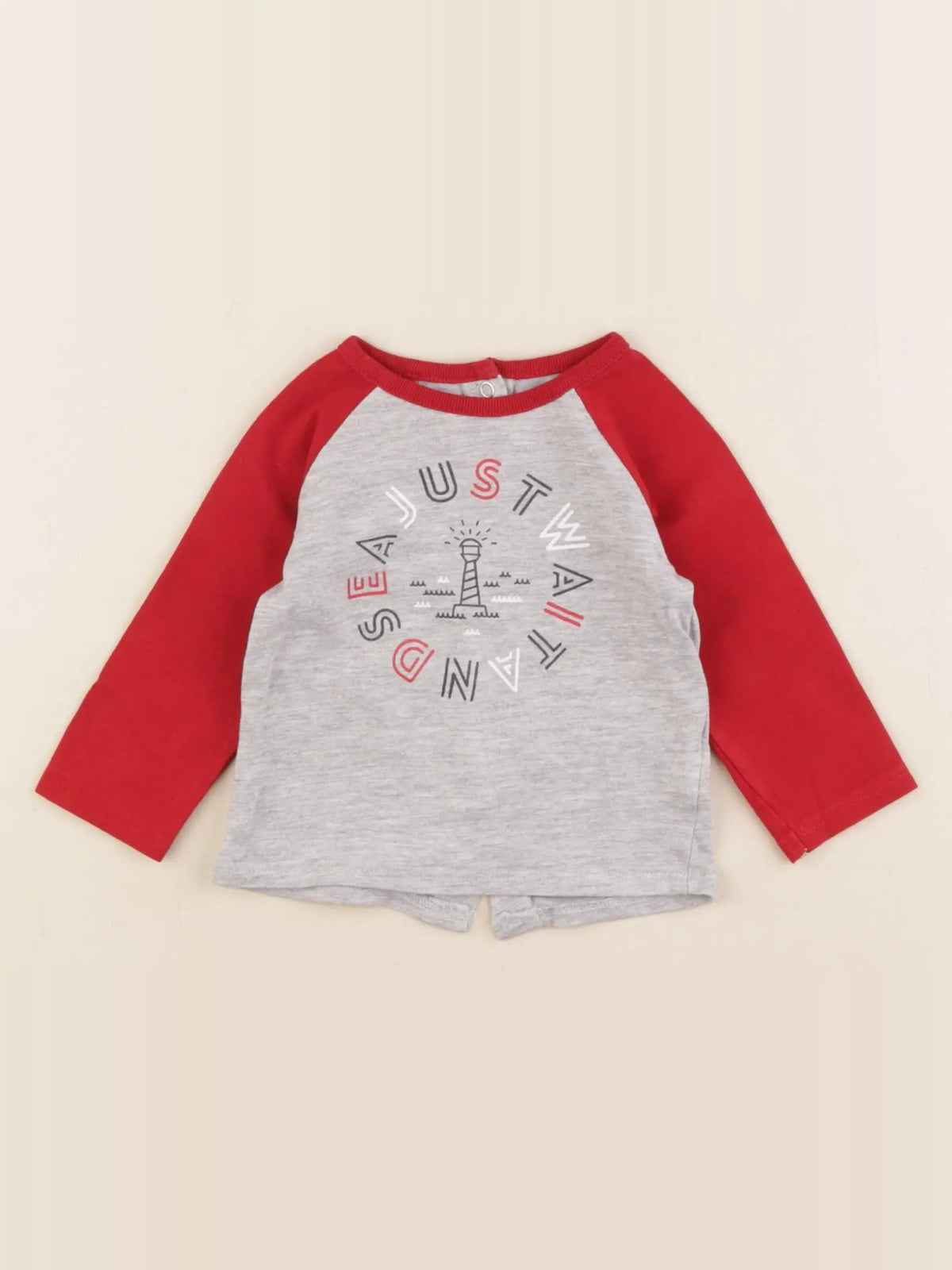 Vertbaudet - tee-shirt gris, rouge - 3 mois