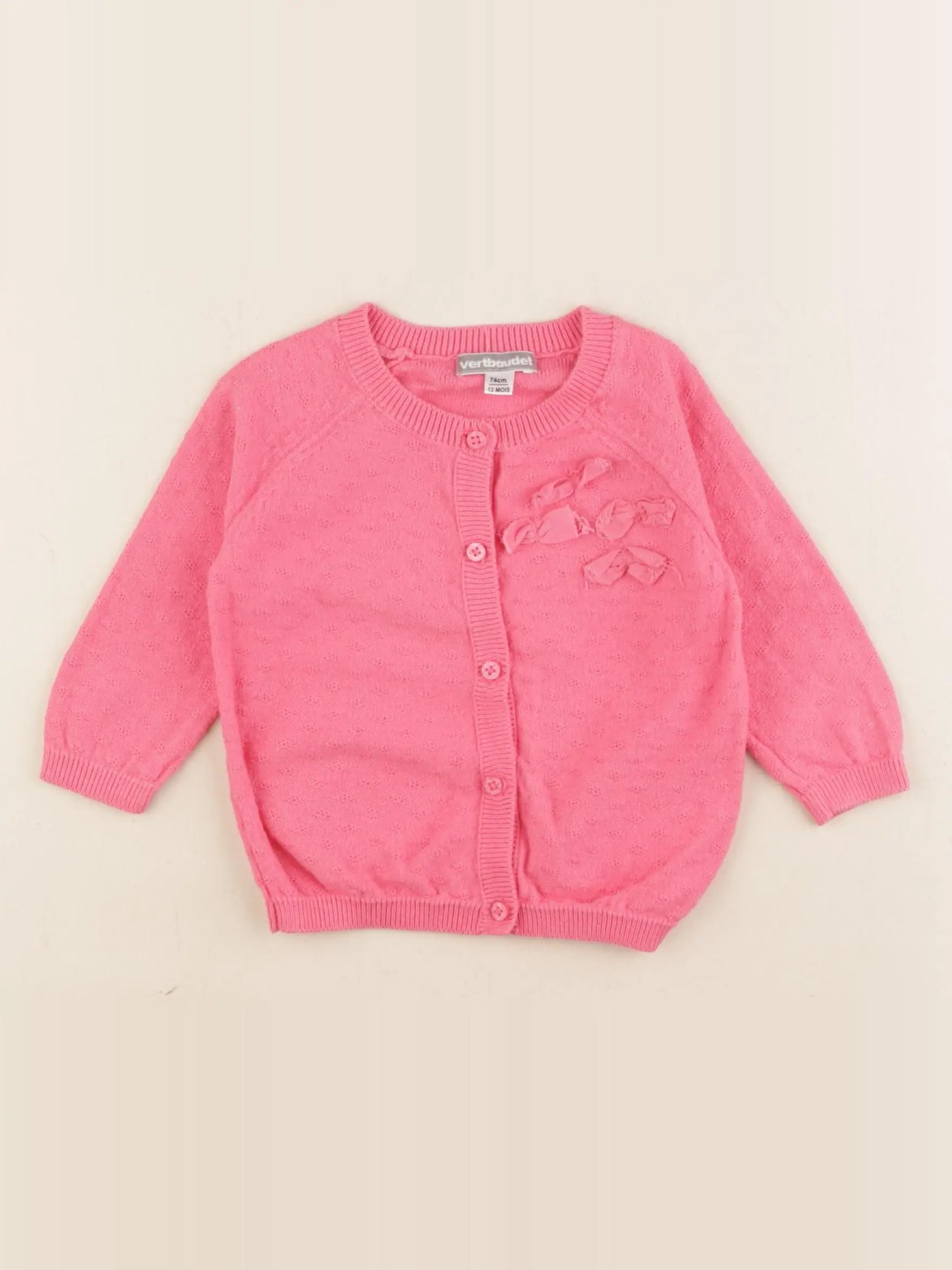 Vertbaudet - gilet rose - 12 mois