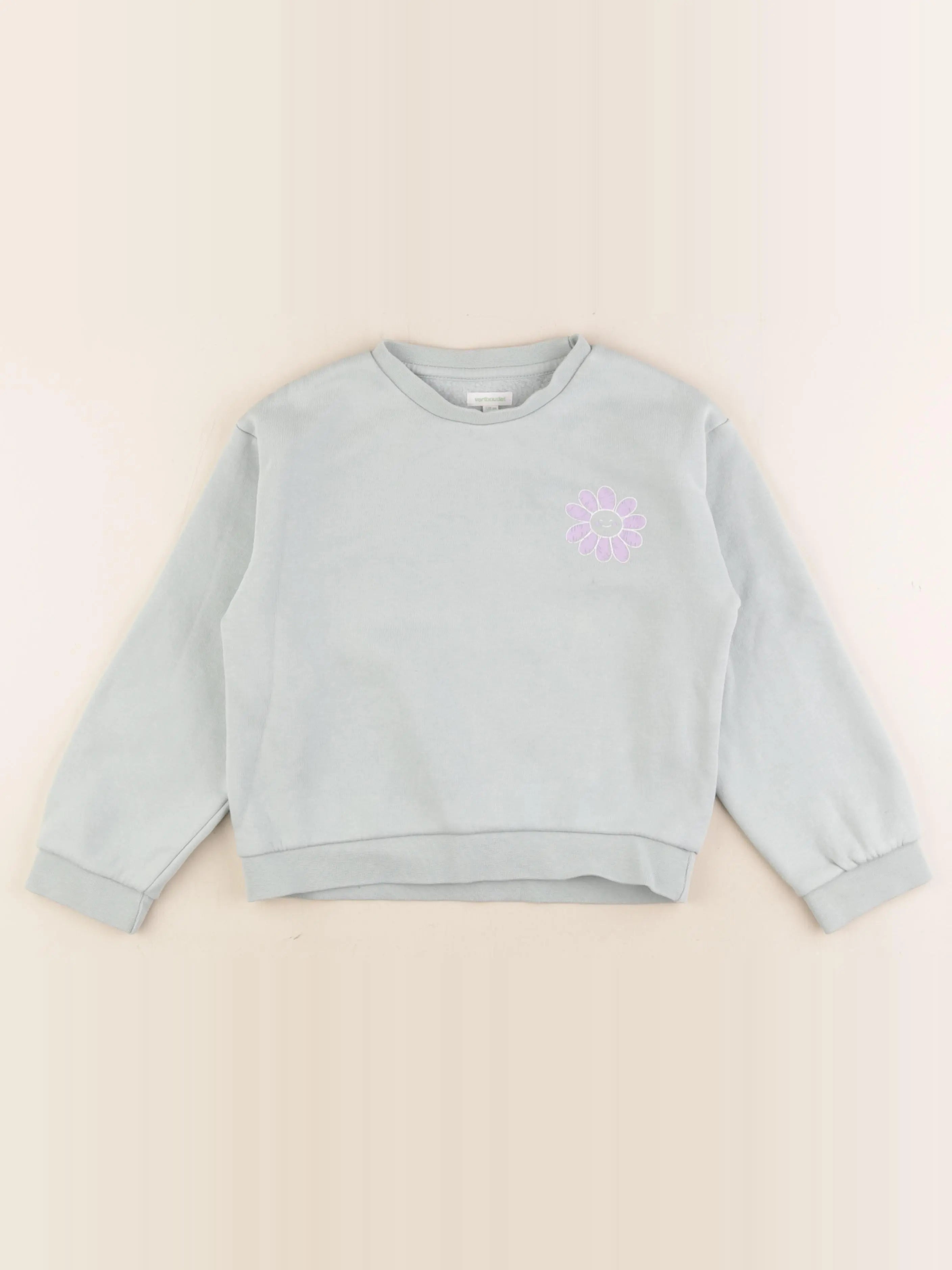 Vertbaudet - sweat vert, violet - 8 ans