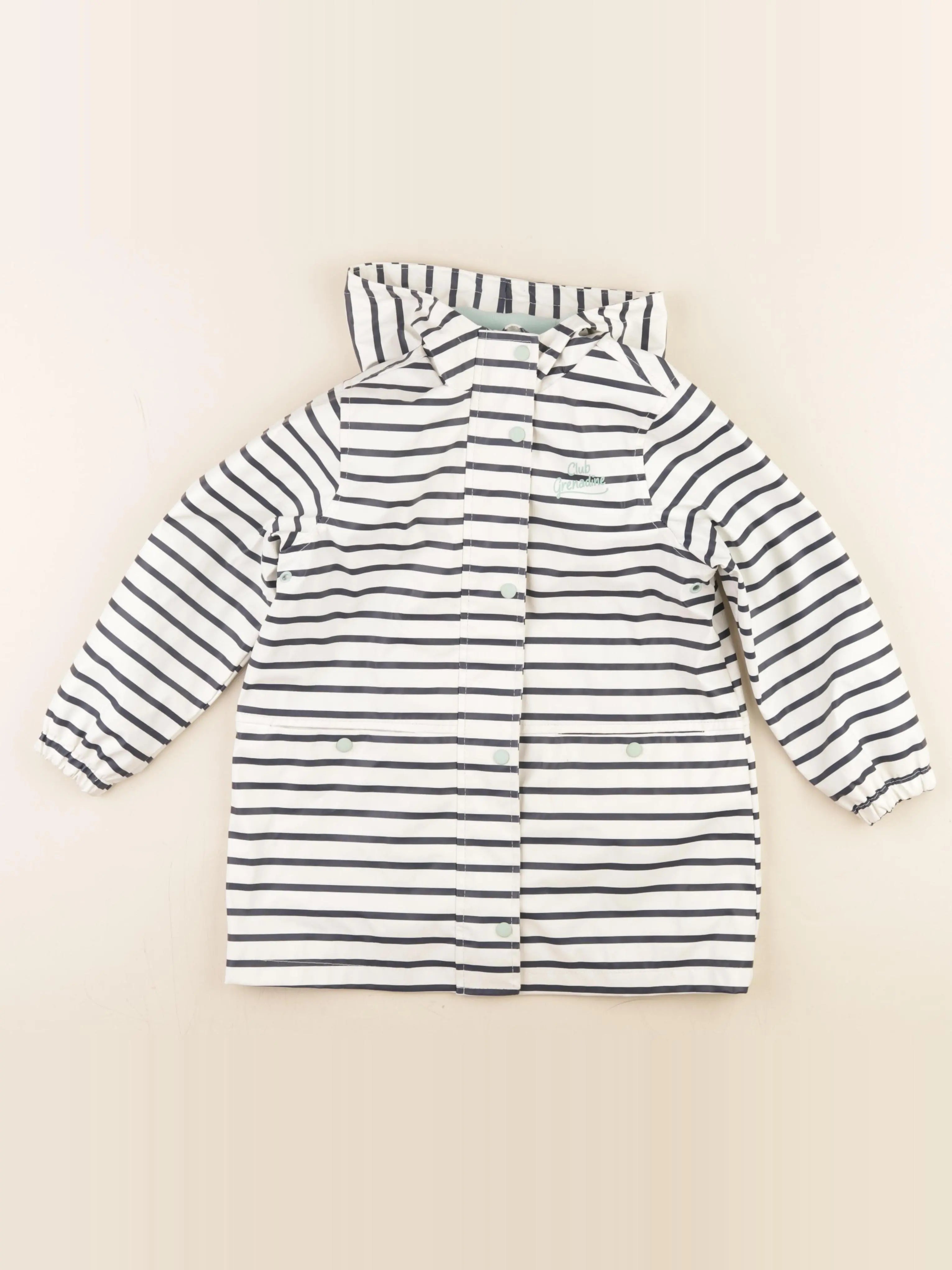 Vertbaudet - imperméable bleu, blanc - 6 ans