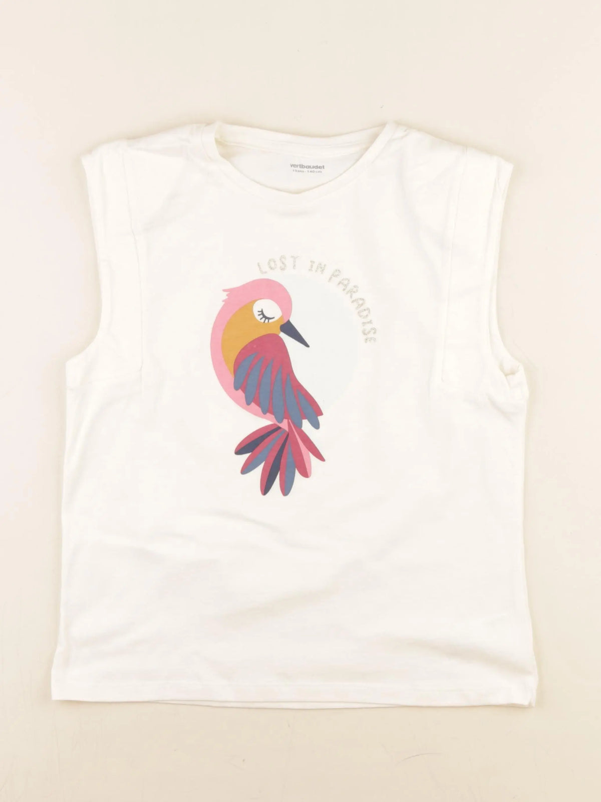 Vertbaudet - tee-shirt beige - 10 ans