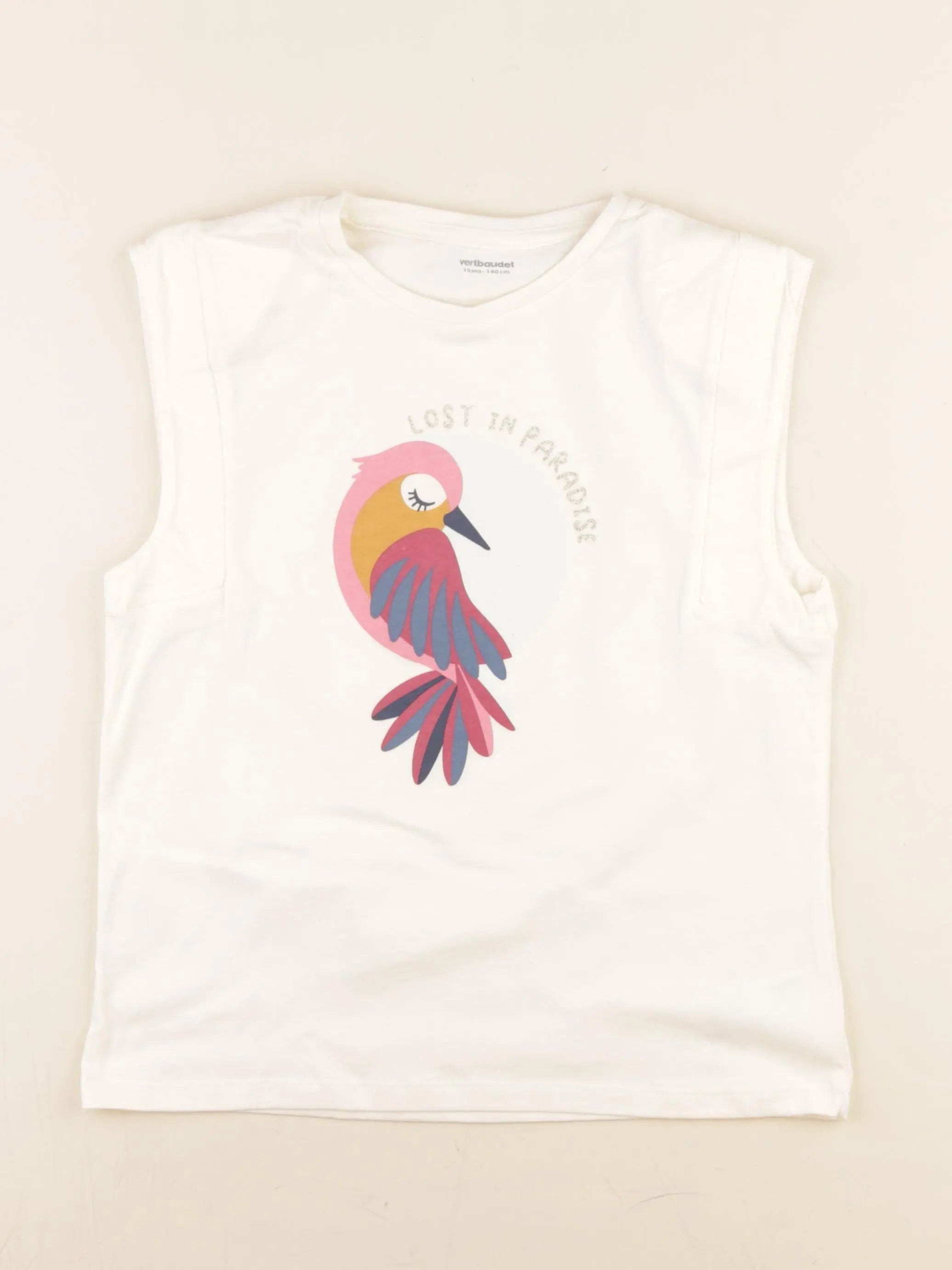 Vertbaudet - tee-shirt beige - 10 ans