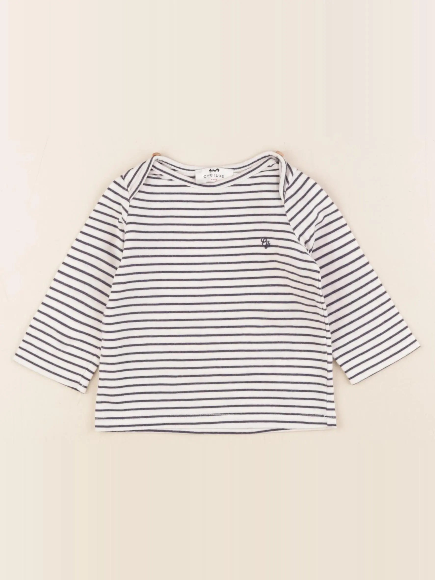 Cyrillus - tee-shirt blanc, bleu - 6 mois