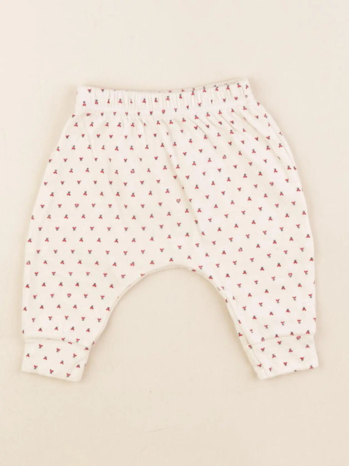 Petit Bateau - jogging beige, rouge - 3 mois